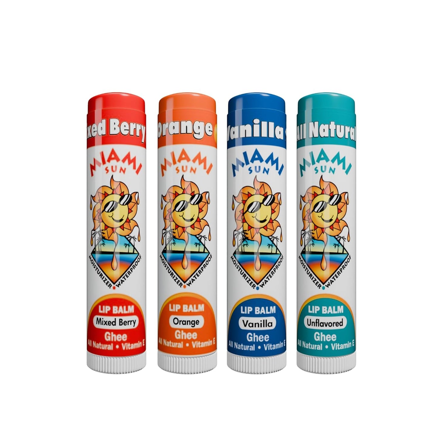 Miami Sun Natural Ghee Lip Balm, Hydrating Lip Treatment with Shea Butter & Beeswax, Organic & Non-Toxic, Best for Dry, Chapped Lips - Moisturizing, Healing, Chemical-Free Care (Gift of 40, Variety)