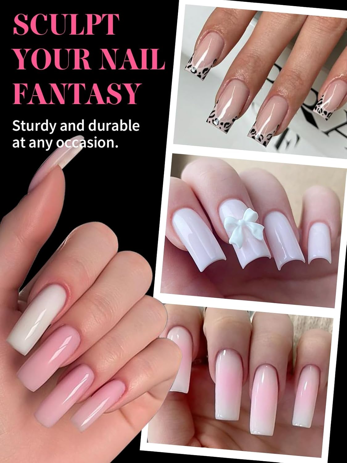 EBANKU Dual Nail Forms for Poly Extension Gel, 150 PCS Duck Nail Molds Reusable 15 Sizes Nail Extension Forms for Builder Gel Manicure Design Salon DIY