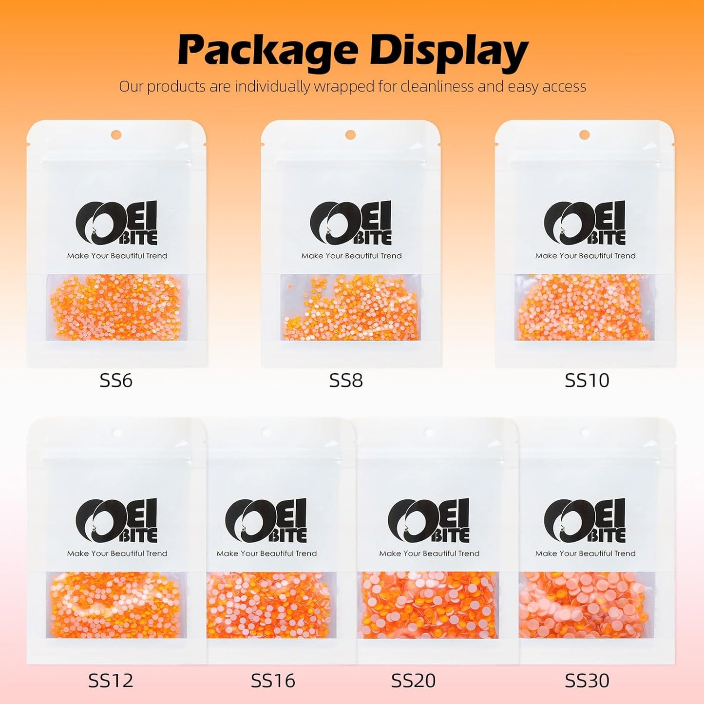 Neon Orange Flatback Rhinestones, Glass Rhinestones for Nail Art and Craft, Glue Fix, Loose Crystal Gemstones(Neon Orange, SS20, 1440pcs, 4.6-4.8mm)