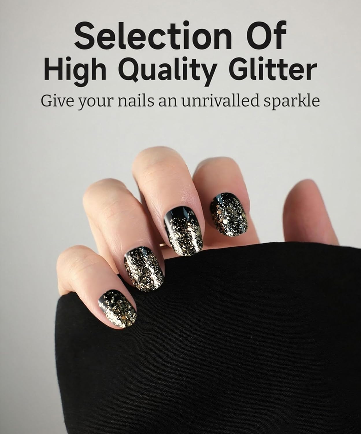 Glitter Nail Polish Strips, 32 Pcs Salon Quality Gel Nail Stickers, Long Lasting Wraps Easy to Use & Remove (Fireworks in The Dark)