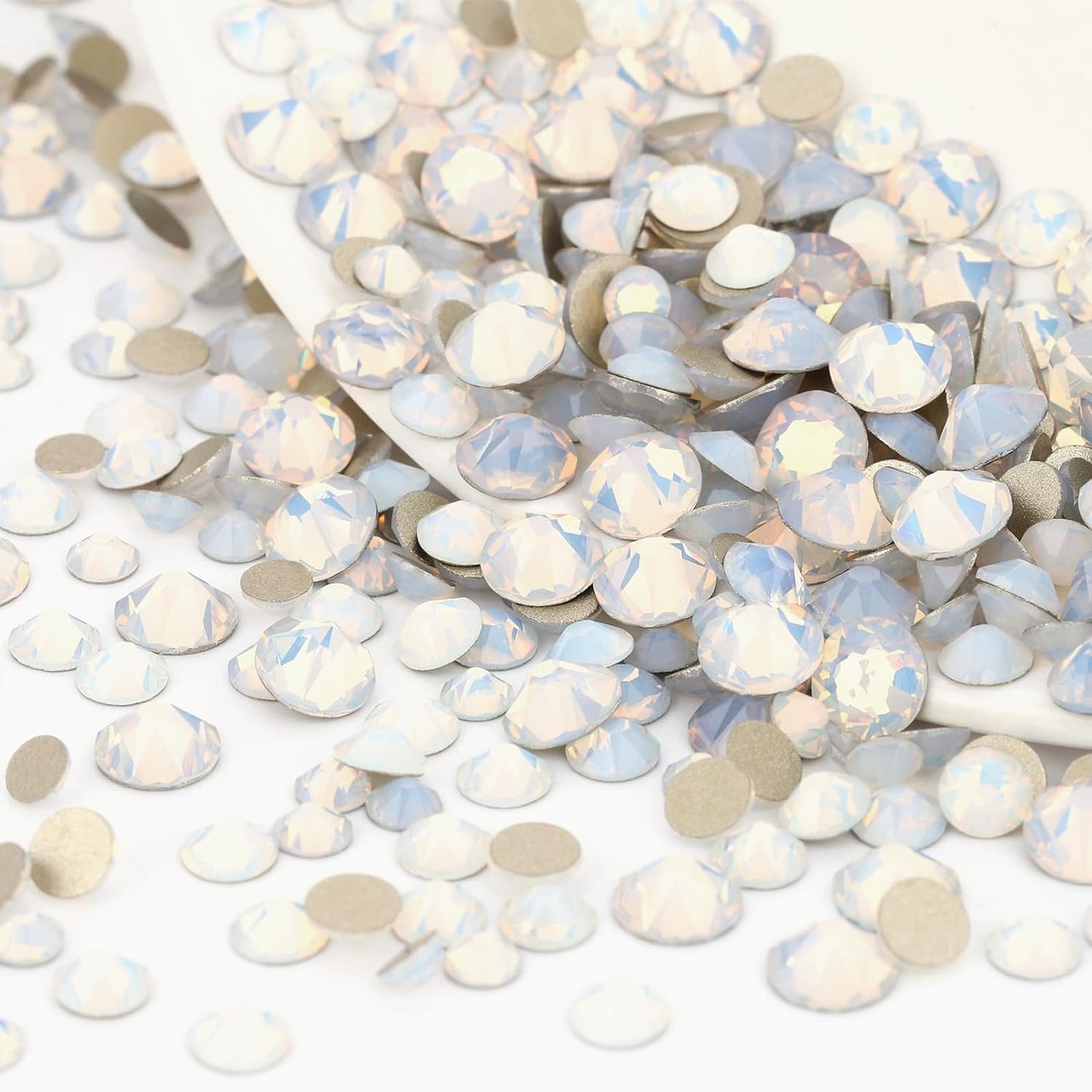 Novani White Opal Rhinestones 1440pcs Flat Back Round Rhinestone Style 2088 Sparkly Crystal Gemstones for Nail Art and Crafting SS20,4.6-4.8mm