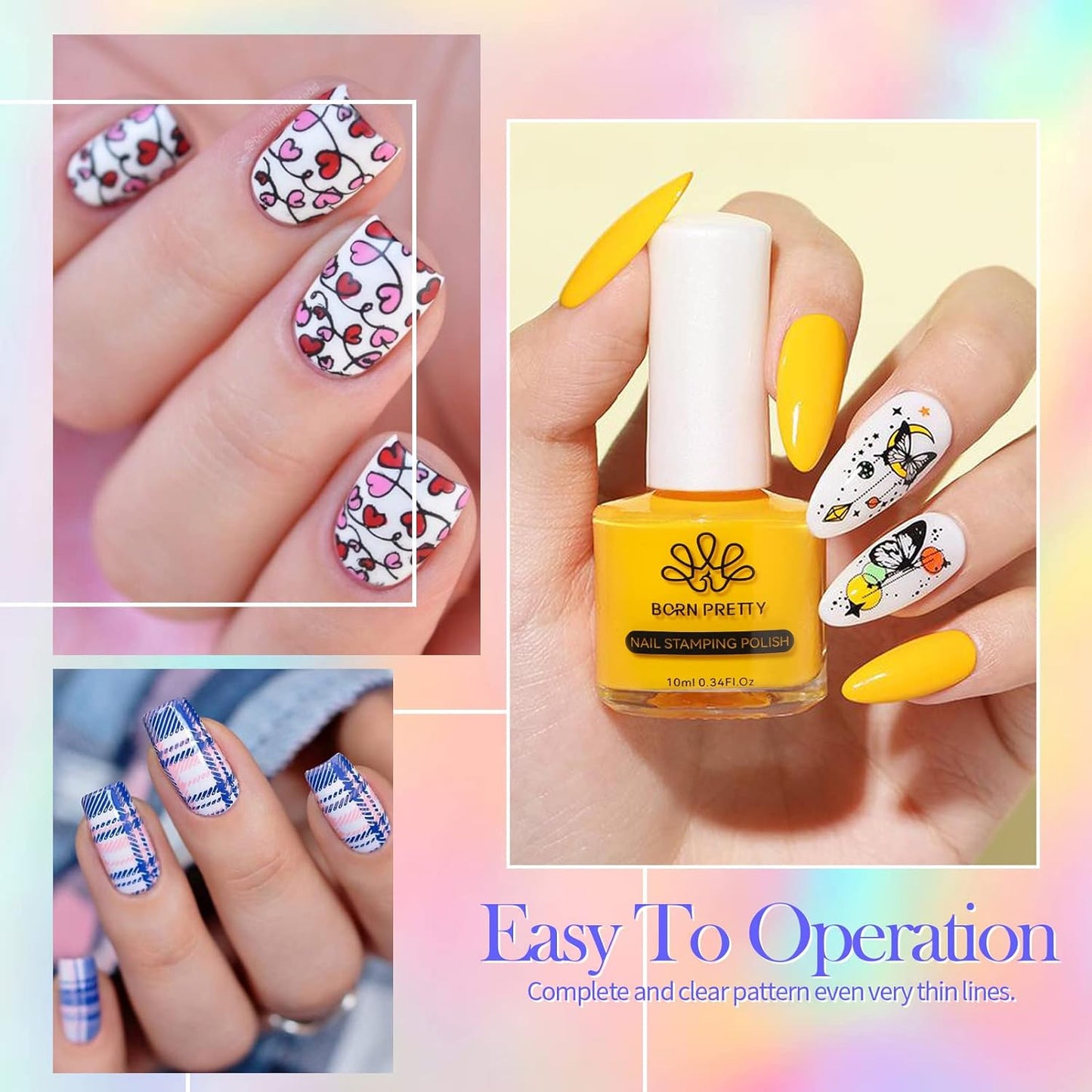 Born Pretty Nail Stamping Polish, Fingernail Stamp Polish Set Manicure Print Nail Polish for Plates 12 Colors Bulk Gift Collection 10ml 0.34fl oz Ideal Gifts