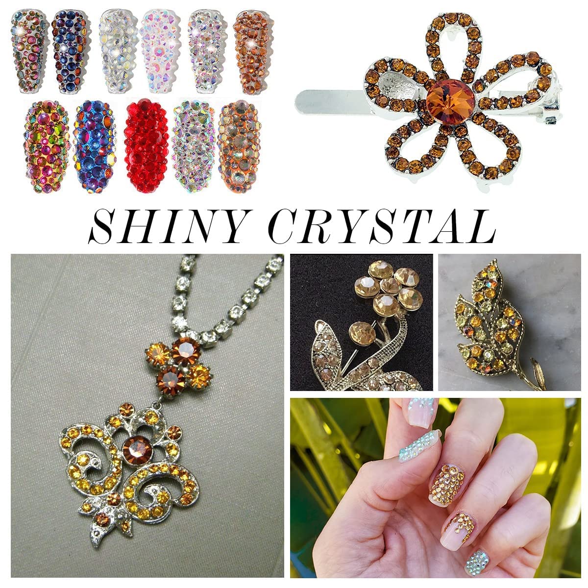 3000Pcs Champagne Crystal Rhinestones,Glass Flatback Rhinestones Mini Gemstones for Nail Face Makeup Art Crafts Clothes Decoration -(SS6,2.0mm,Champagne)