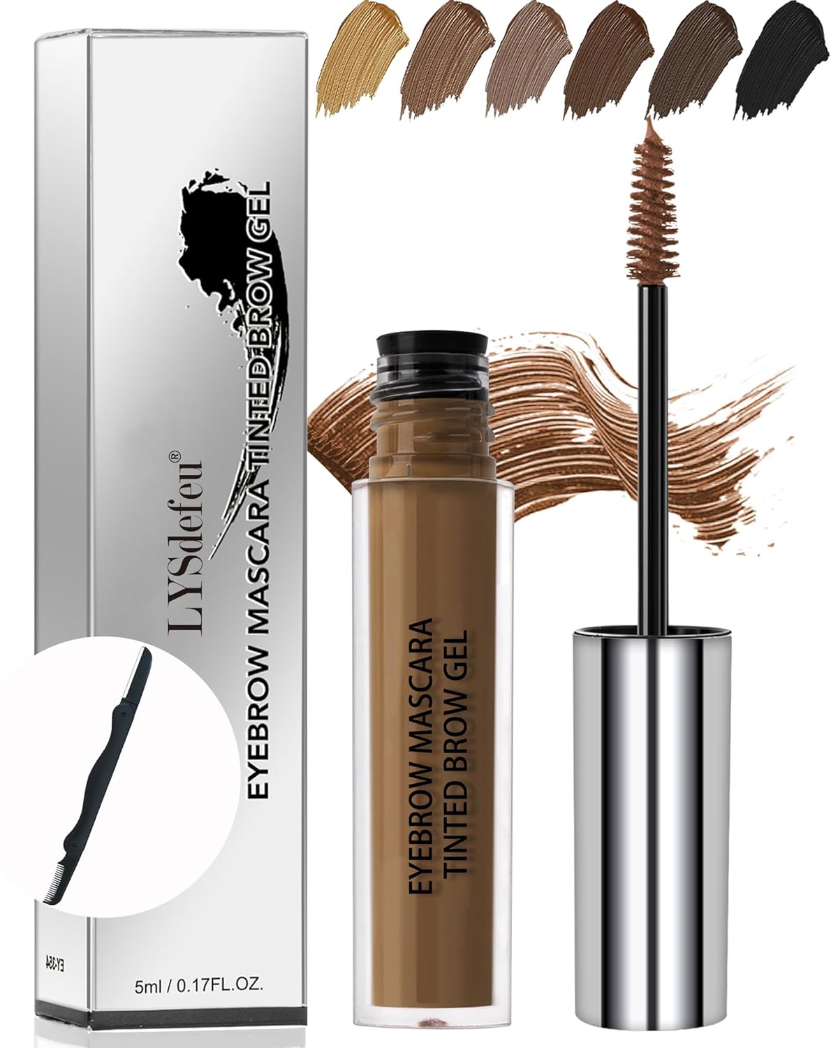 Waterproof Tinted Brow Gel - Long Lasting, Smudge-Proof Liquid Eyebrow Makeup - Volumizing Enhance Eyebrow Mascara for Women - With Brow Razor Brush - 02 Auburn