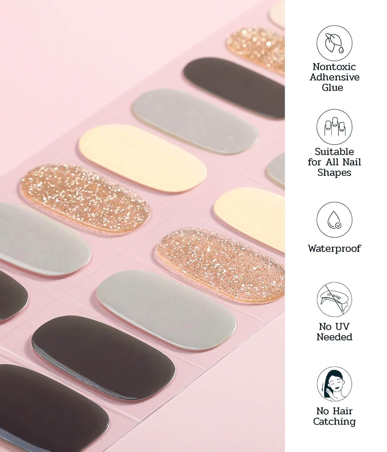 Nail Polish Strips - 22 Pcs Salon Quality Gel Nail Stickers - Long Lasting Wraps (Sparrow Brown&Yellow)