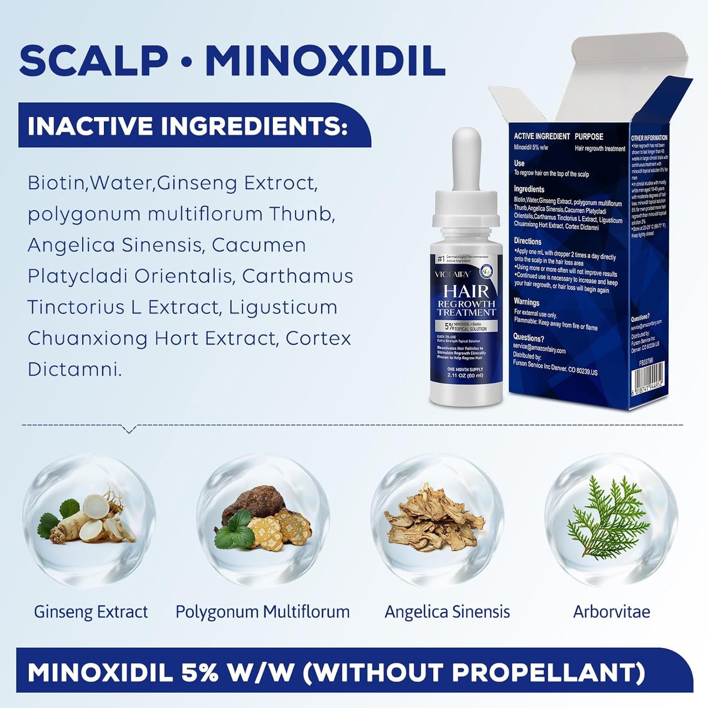 5% Minoxidil for Men and Women, Hair Regrowth Treatment for Thinning Hair and Hair Loss, Topical Solution - 3 Months Supply - Dermatologist recommended (Pack of 3)