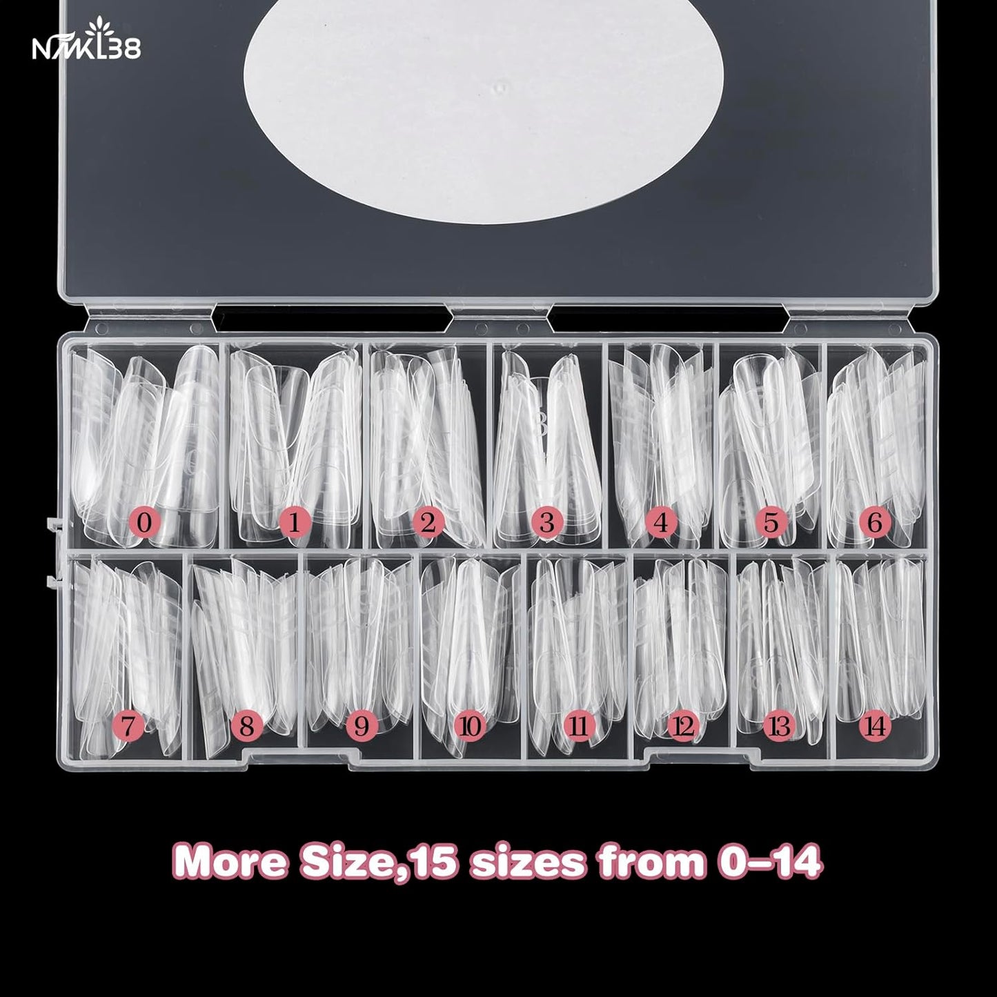 NMKL38 150PCS Dual Nail Forms 15 Sizes Extension Poly Nail Gel Full Cover Nail Molds With Scale Nail Art Design