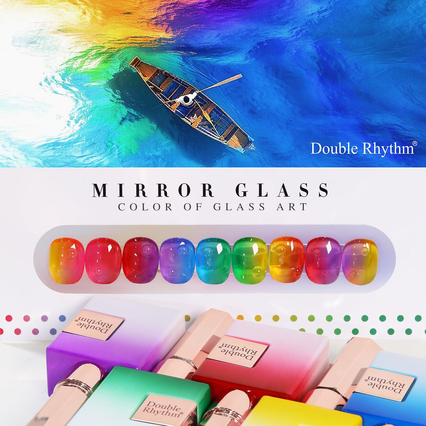 Double Rhythm 6 Pcs 15 ML Gel Polish Set Same Color Same Bottle Soak Off Gel Polish Kit Nail Art Manicure Salon DIY at Home for Women (Jelly Yellow Pink Red Purple Blue-T6-25)