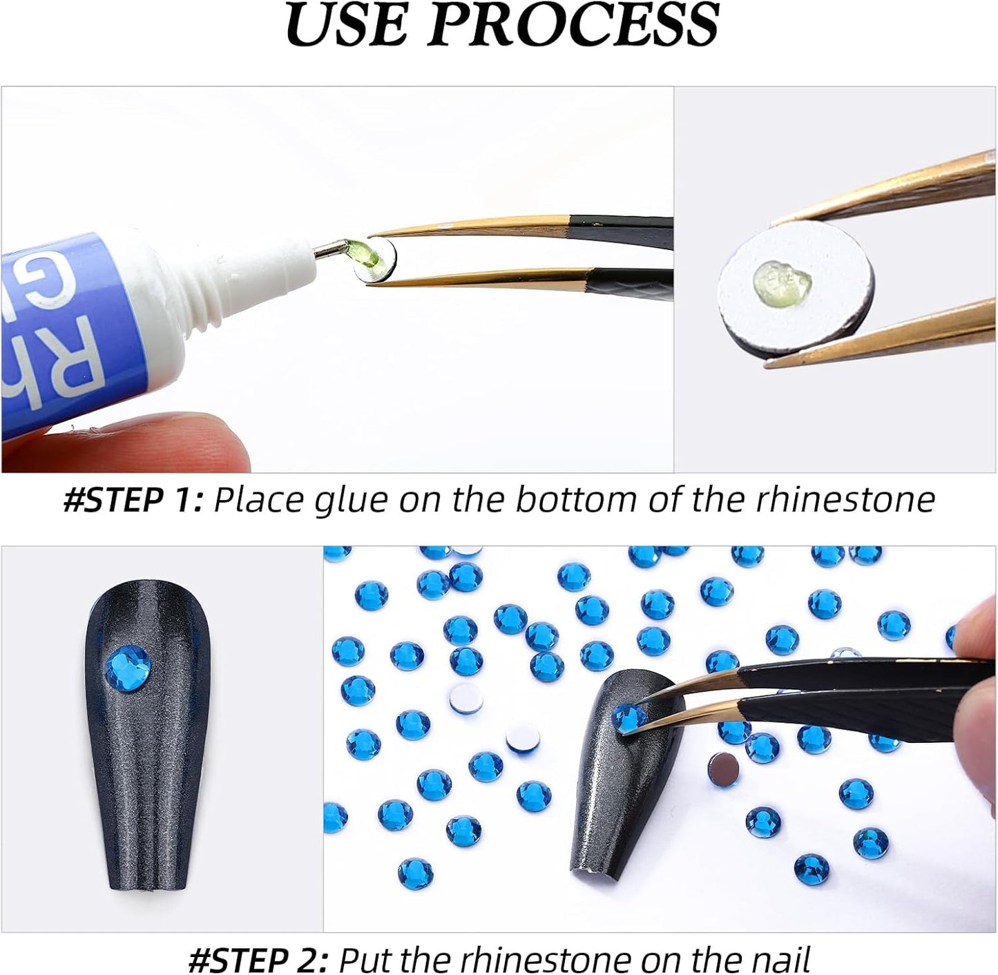 Capri Blue Flatback Rhinestones, Glass Rhinestones for Nail Art and Craft, Glue Fix, Loose Crystal Gemstones(Capri Blue, SS10, 1440pcs, 2.7-2.8mm)