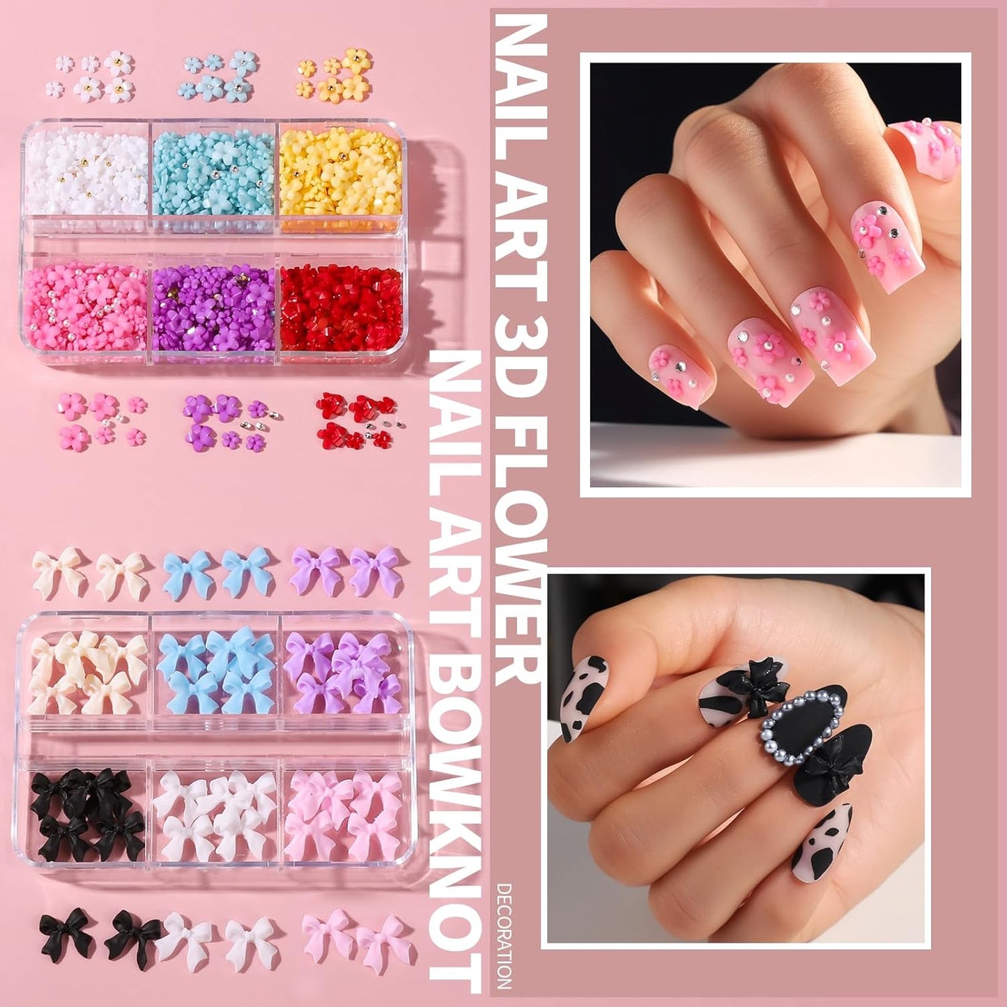 FANDAMEI Nail Art Brushes Set, Nail Art Kit, Nail Design Kit, Nail Dotting Tools, Nail Kit for Beginners, Chrome Nail Powder, Nail Stickers, Nail Rhinestones, Nail Charms Gems Nail Art Decoration Kit