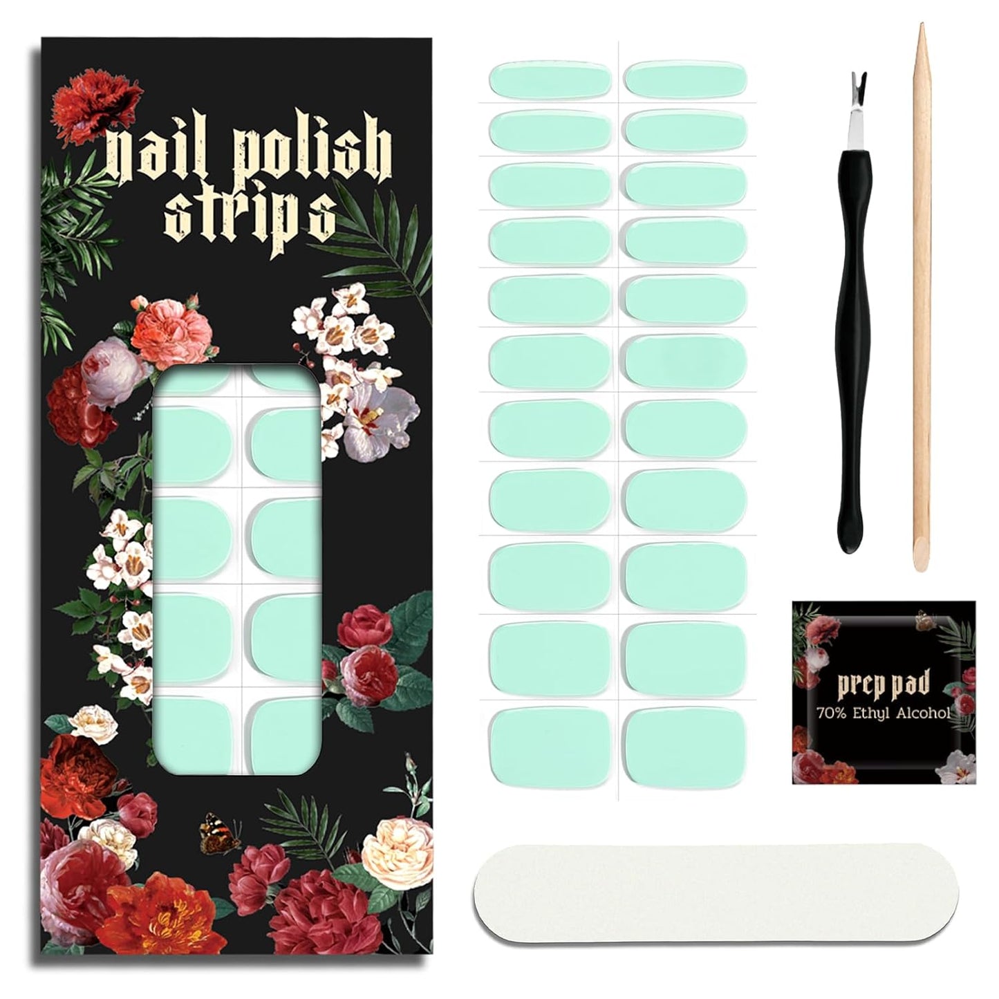 Nail Polish Strips - 22 Pcs Salon Quality Gel Nail Stickers - Long Lasting Wraps (Mint Milk Green)