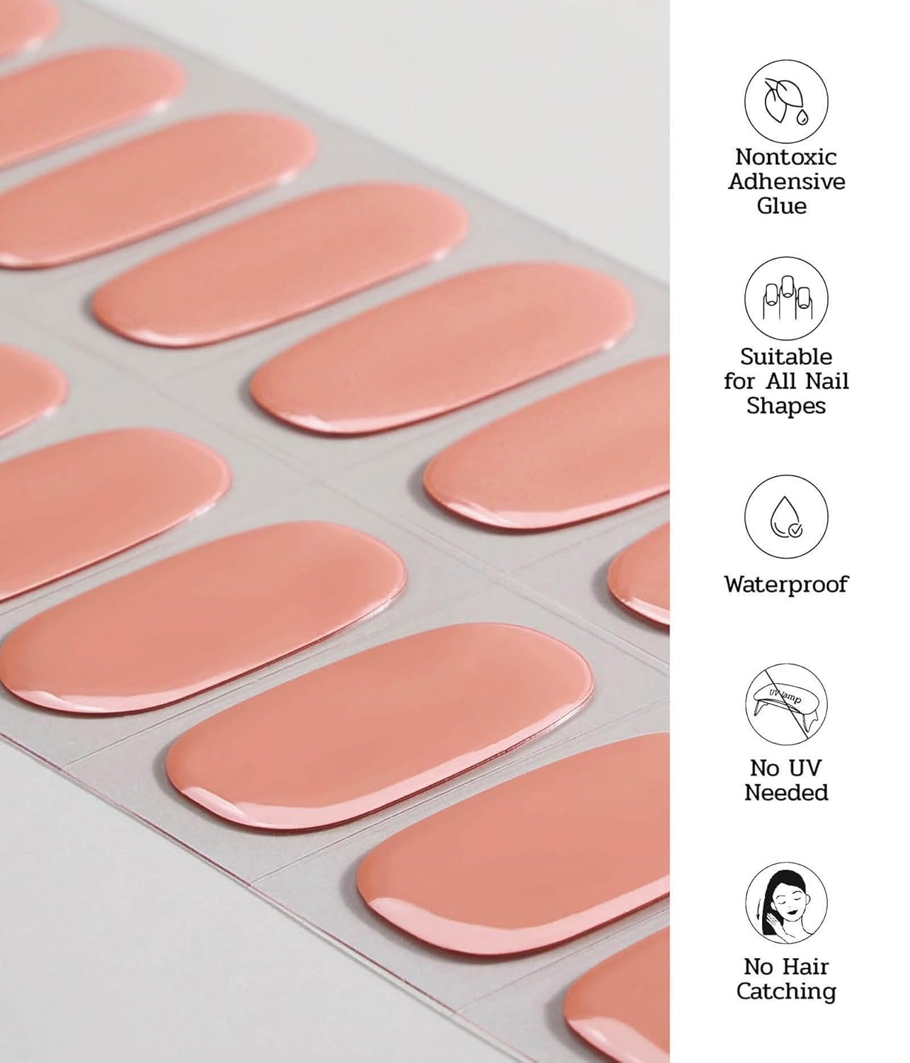 Nail Polish Strips - 22 Pcs Salon Quality Gel Nail Stickers - Long Lasting Wraps (Rust)