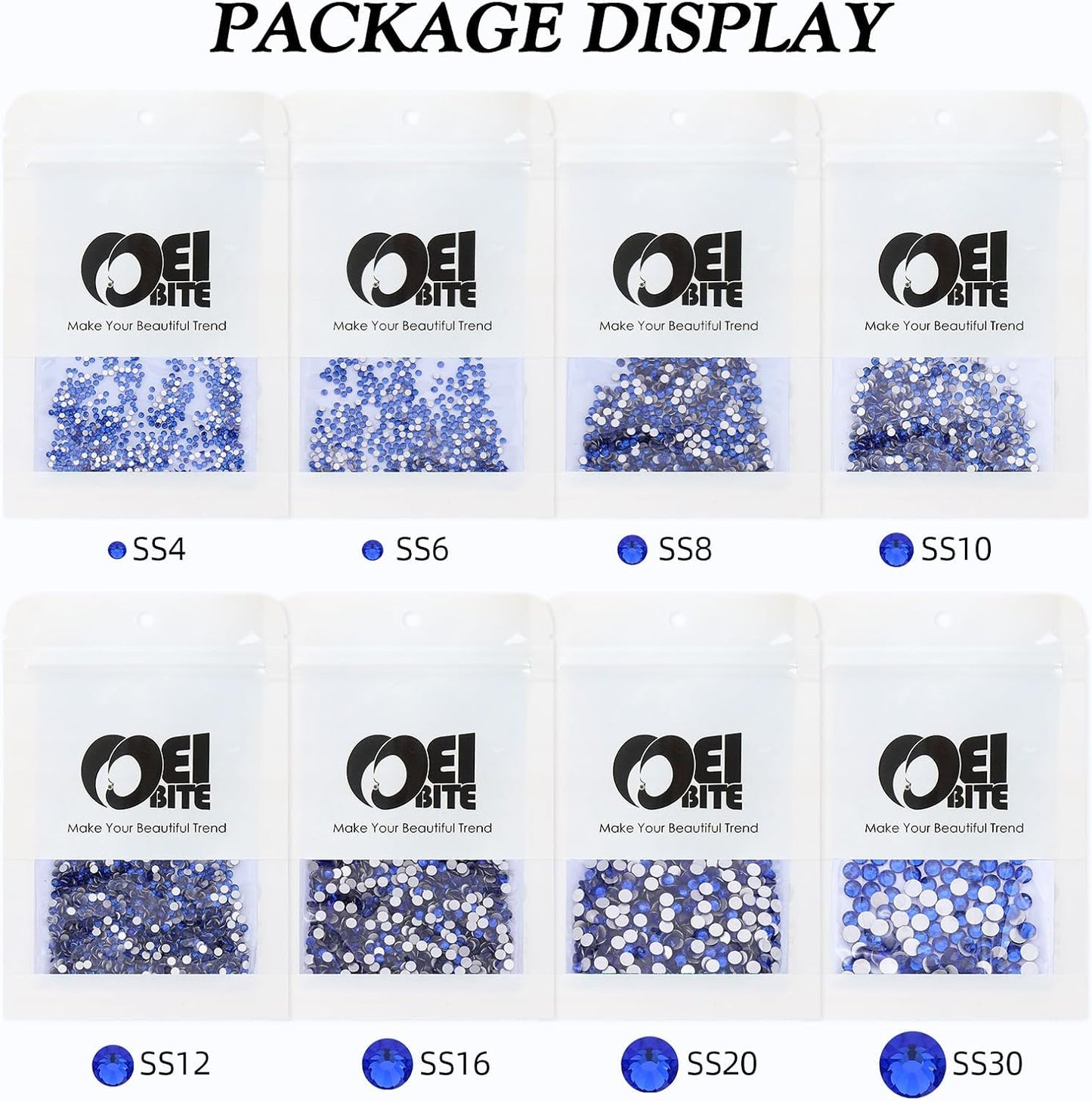 Sapphire Flatback Rhinestones, Glass Rhinestones for Nail Art and Craft, Glue Fix, Loose Crystal Gemstones(Blue, SS30, 288pcs, 6.4-6.6mm)