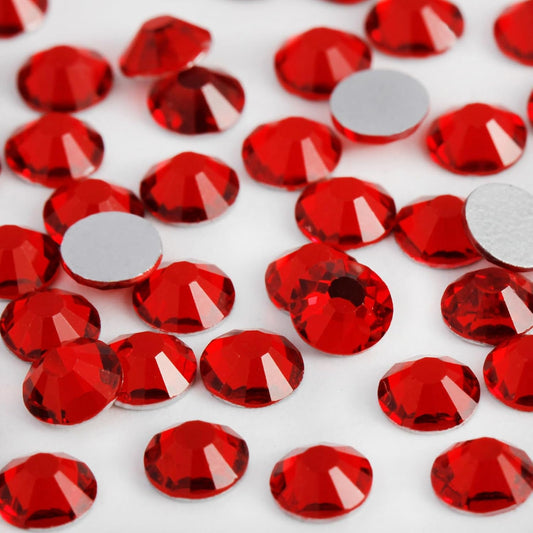 5000PCS SS6 Flatback Rhinestones | 12-Facet Diamond-Cut Glass Gems for Nail Art, Clothing, DIY Crafts |Glue-On Decoration Stones with Silver Backing(Light Siam)