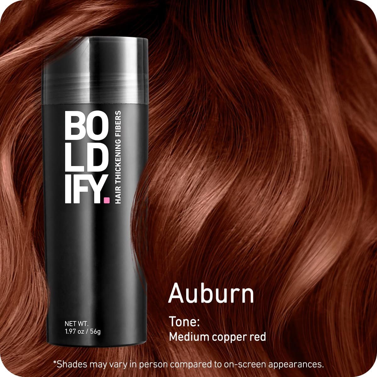 BOLDIFY Hair Fibers (56g) - Fill In Thinning and Fine Hair for an Instantly Fuller, Thicker Look - 14 Shades for Women & Men - Auburn