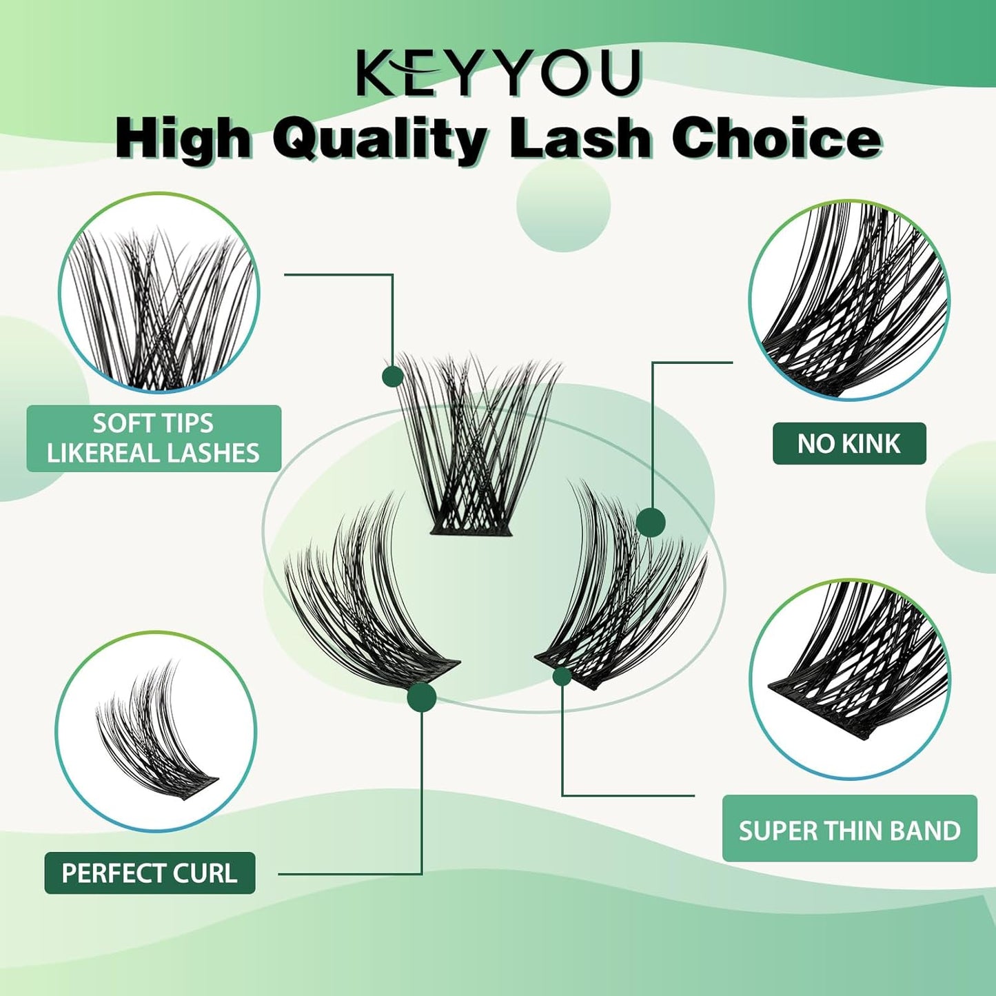 Lash Clusters 96pcs Individual Lashes Y01 D Curl 10mm Eyelash Clusters KEYYOU Volume Wispy Lash Extension Soft&Comfortable Easy DIY at Home(Y01 D-10mm)