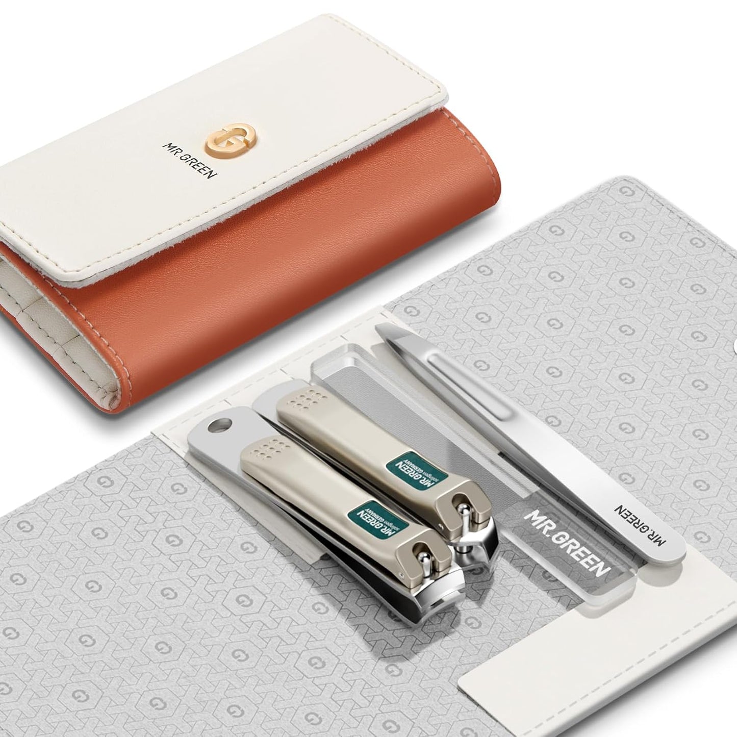 MR.GREEN Colorful Manicure Set Practical Pedicure Kits Nail Clippers Personal Care Tools Facial Hair Scissors with Fashion Case (Mr-6683 Orange)