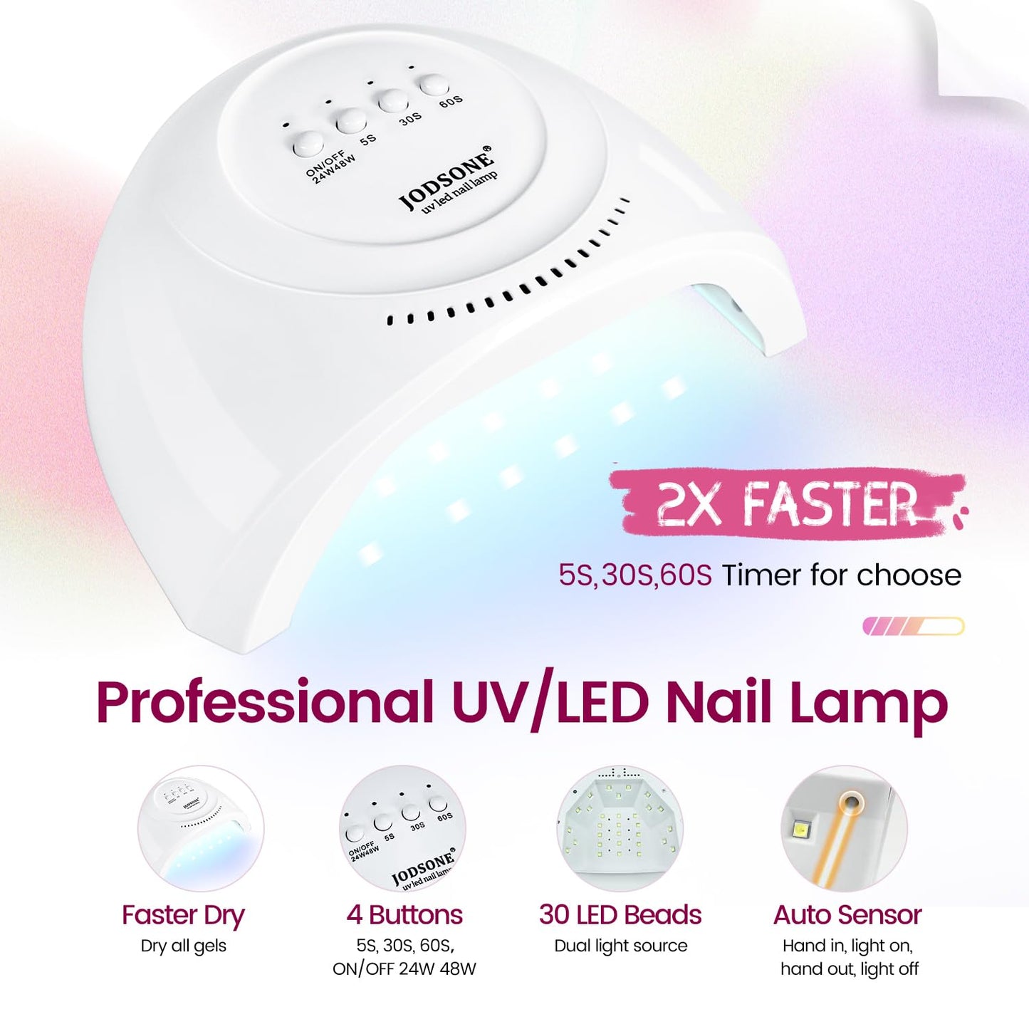 JODSONE Builder Gel Nail Kit with U V Light Base Top Coat 21 Colors High Shine Builder Gel and 100 PCS Extension Stickers