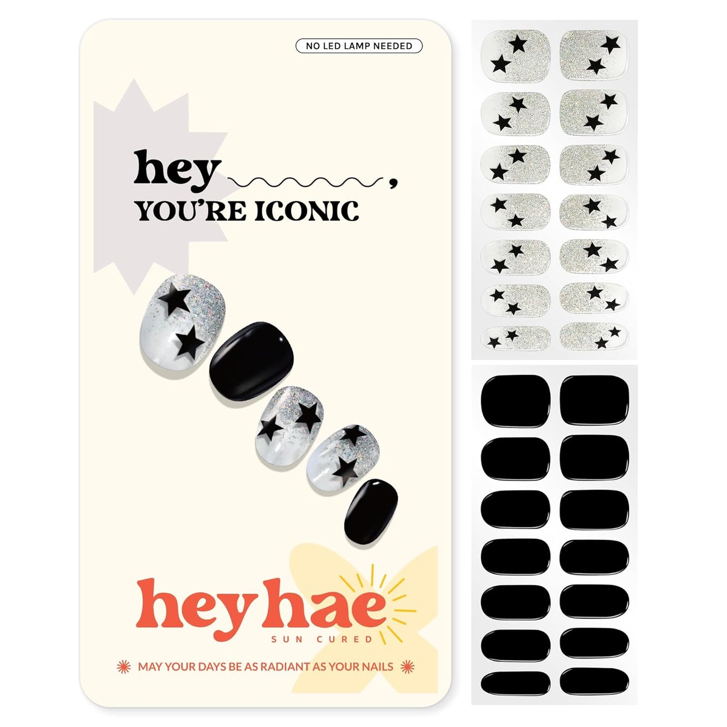 Semi Cured Gel Nail Strips | No LED Lamp Needed | Spring, Marble, Pink | Easy Apply & Remove, Salon Quality | Includes 28 Strips, 1 Prep Pads, Nail File & Wooden Stick - Hey, You're Iconic