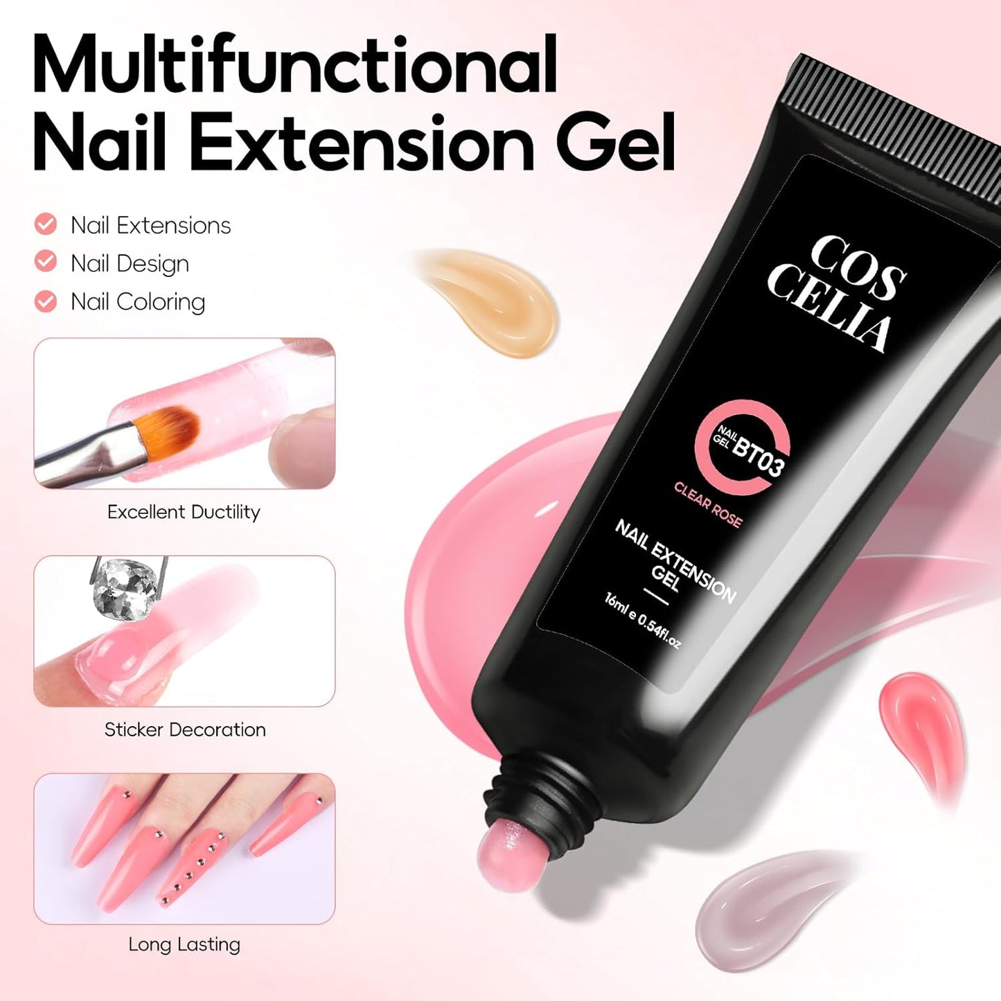 COSCELIA 41pc Poly Nail Gel Kit Starter Kit16ML 12 Colors Nail Extension Gel Kit with Lamp Light for Beginners with Everything Nail Thickening Solutions Gifts for Women