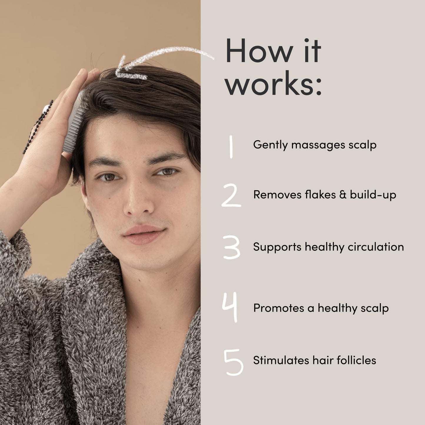 Jupiter Scalp Exfoliator - Scalp Massager Tool for Wet & Dry Hair - Ergonomic Detangler Brush - Dandruff Comb & Scrub to Remove Dandruff & Buildup and Support Circulation - White