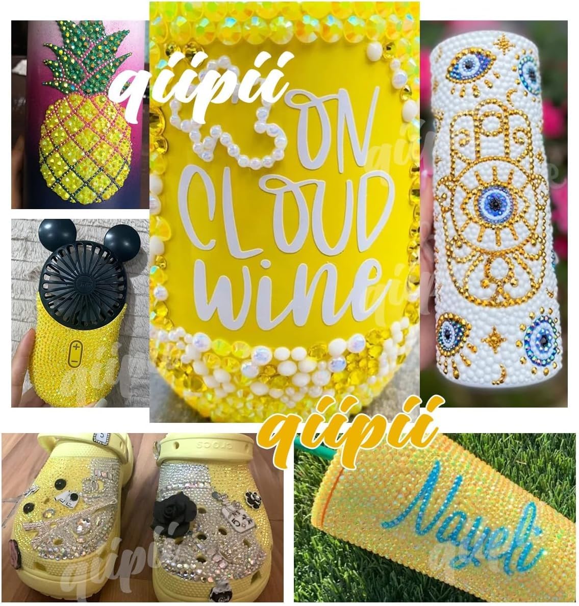 Neon Yellow AB Resin Rhinestones for Crafting 3mm 4mm 5mm Fluorescent Yellow Flatback Jelly Stones Bulk SS10 SS16 SS20 Diamonds Gems for Nails Face Eyes Makeup Mugs Tumblers Bottles DIY Crafts