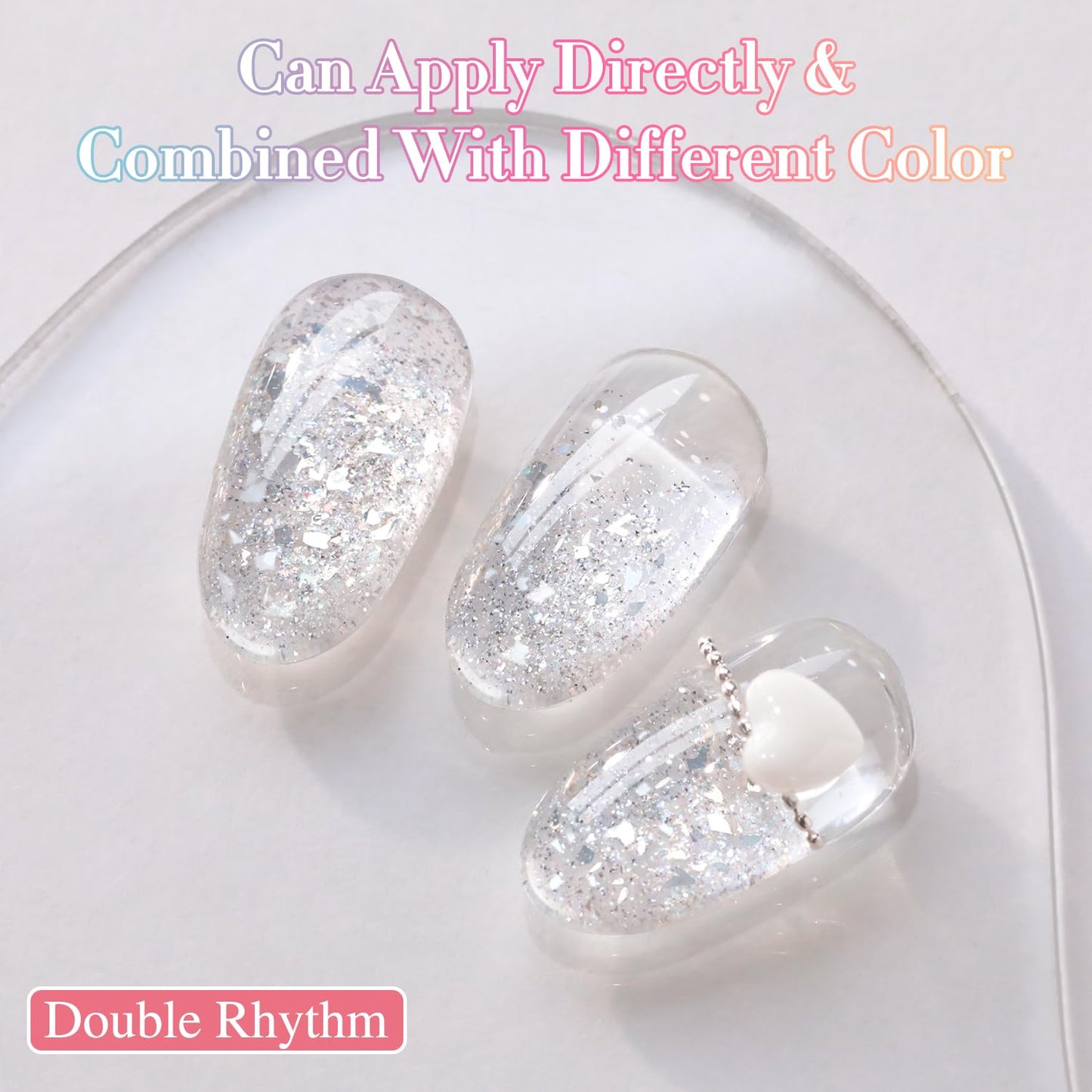 Double Rhythm 0.5Oz Glitter Gel Polish Shimmer Reflective Color for Nail Art Salon DIY Soak Off 15ml Nail Lamp Gel Polish at Home (Clear Silver-B1162)