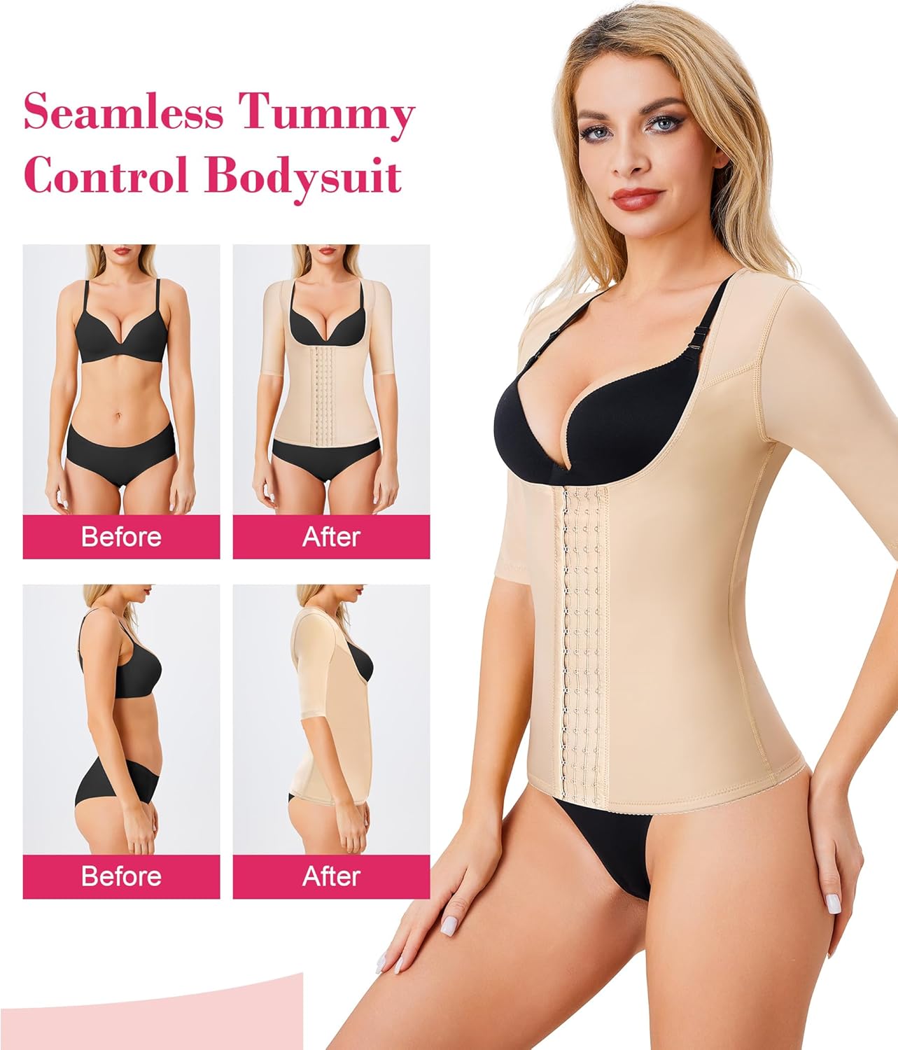 Gotoly Women Waist Trainer Corset Tummy Control Shapewear Upper Arm Shaper Post Surgical Slimmer Compression Tops