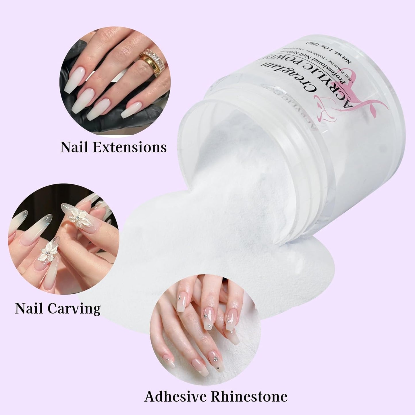 Cover Acrylic Powder for Nail: 3 Pcs Super Acrylic Nail Powder Polymer for Carving Nails - 28g Clear White Nude Professional Colored Acrylic Powder Kit - 3D French Nail Manicure Extension