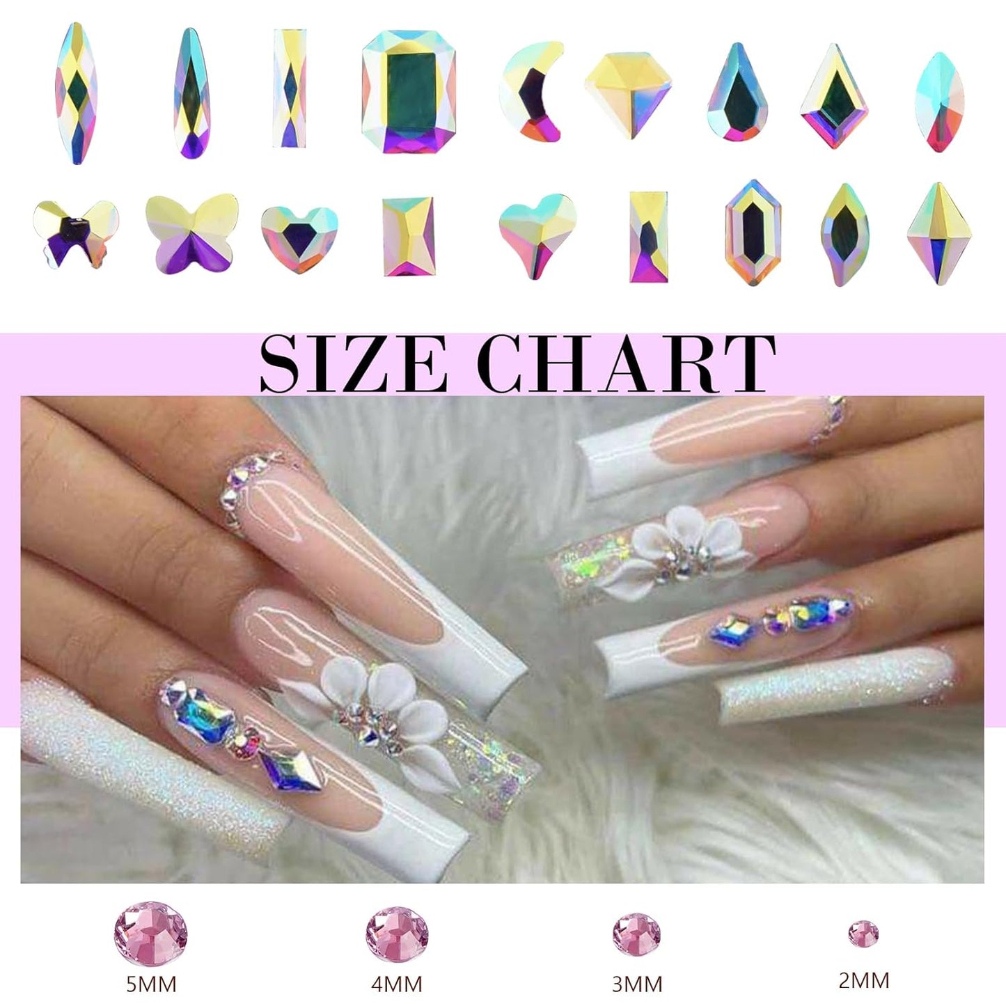 Canvalite 2900Pcs Rhinestones for Nails, 18 Styles Multi Shape Nail Charms and Gems Shiny Glass Crystal Flatback Nail Rhinestones Set for Nail Art with Rhinestone Picker and Tweezers