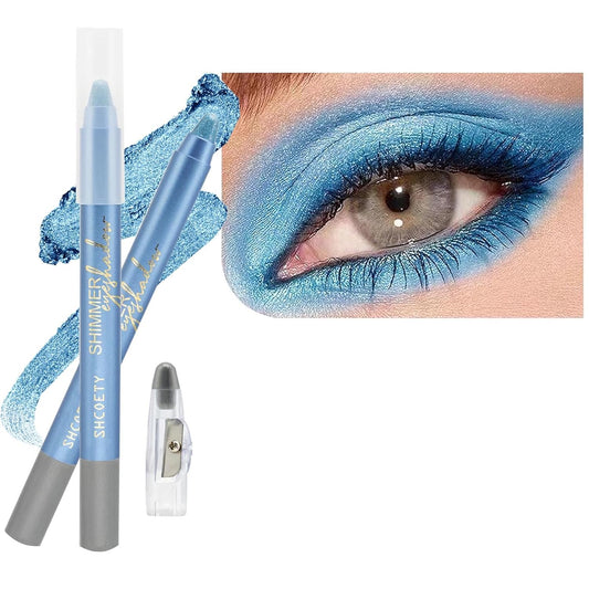 Light Blue Eyeshadow Stick, Highlighter Eye Liner,Eye Brightener Stick, Shimmer Creamy eyeshadow, Waterproof Eyeshadow Pencil Long Lasting Eye Shadow Makeup.#4 light blue shimmer