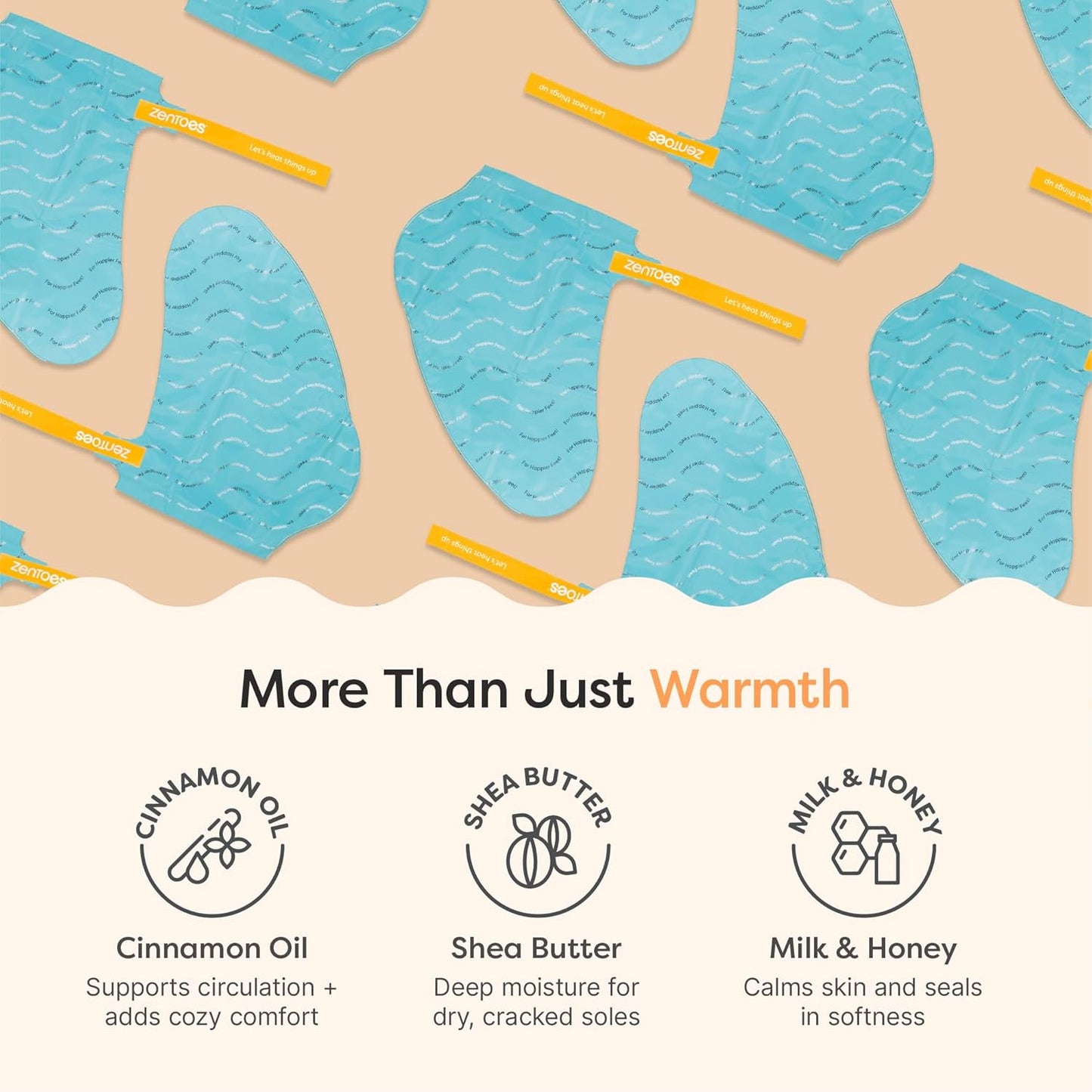 ZenToes Heating Foot Mask - Moisturizing Heated Foot Treatment with Cinnamon Oil & Shea Butter for Tired, Overworked Feet - Paraben Free Spa Experience at Home, 3 Pairs