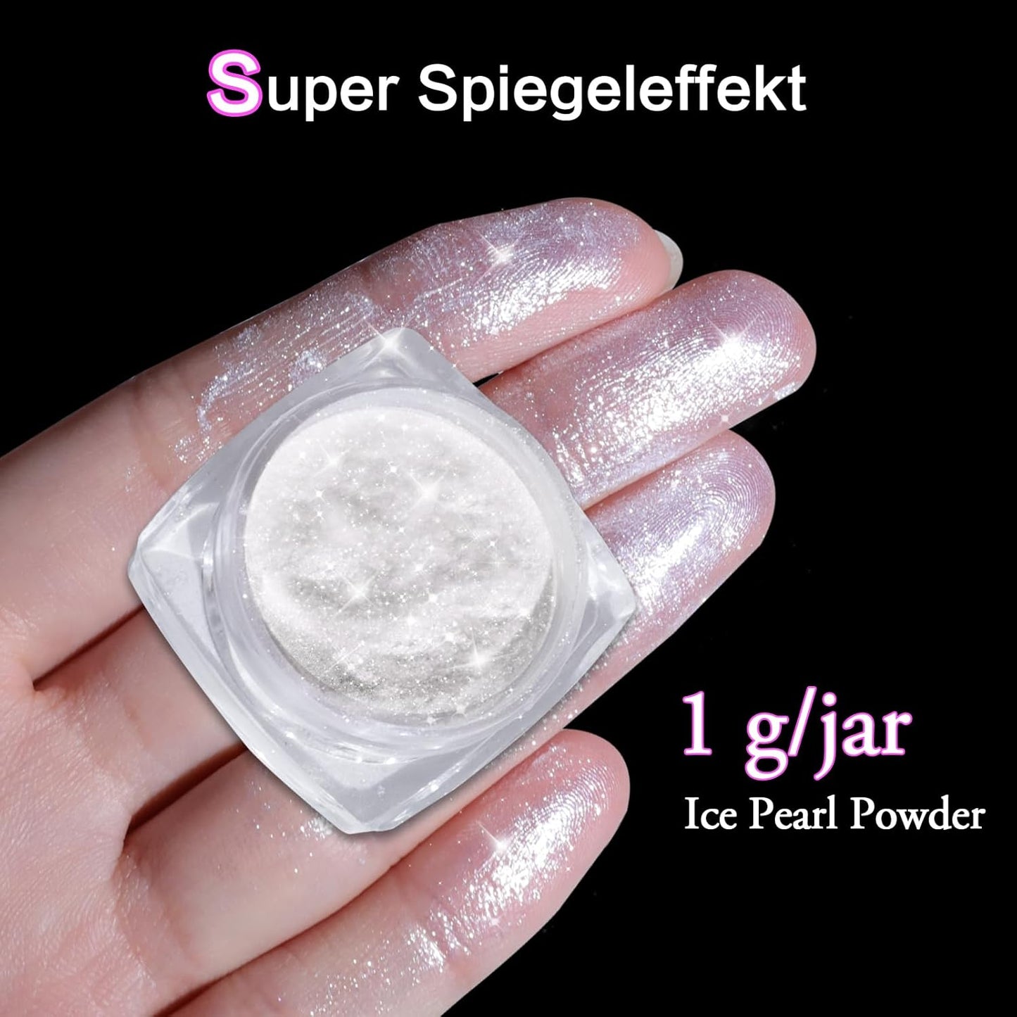 Pearl Chrome Nail Powder:【Super Transparent】 White Pearl Chrome Nail Powder Ice Shimmer Jewelry Transparent Aurora Glazed Donut Chrome Nail Powder for Nails Art DIY