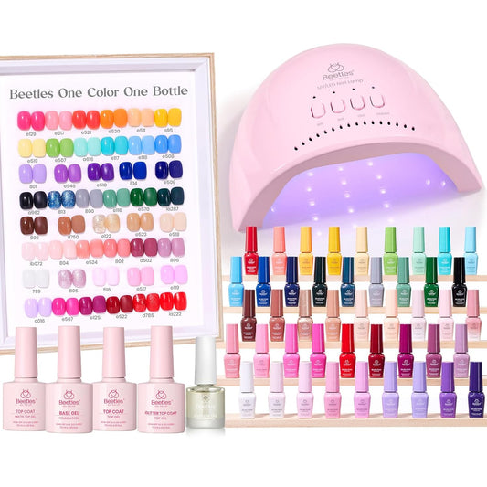 Beetles Gel Nail Polish Kit with U V Light - One Color One Bottle 45 Colors Gel Polish Kit 75 Pcs Gifts for Women Teen Girls with Top Base Coat Beauty Must Have DIY Salon Emotional Journey Collection