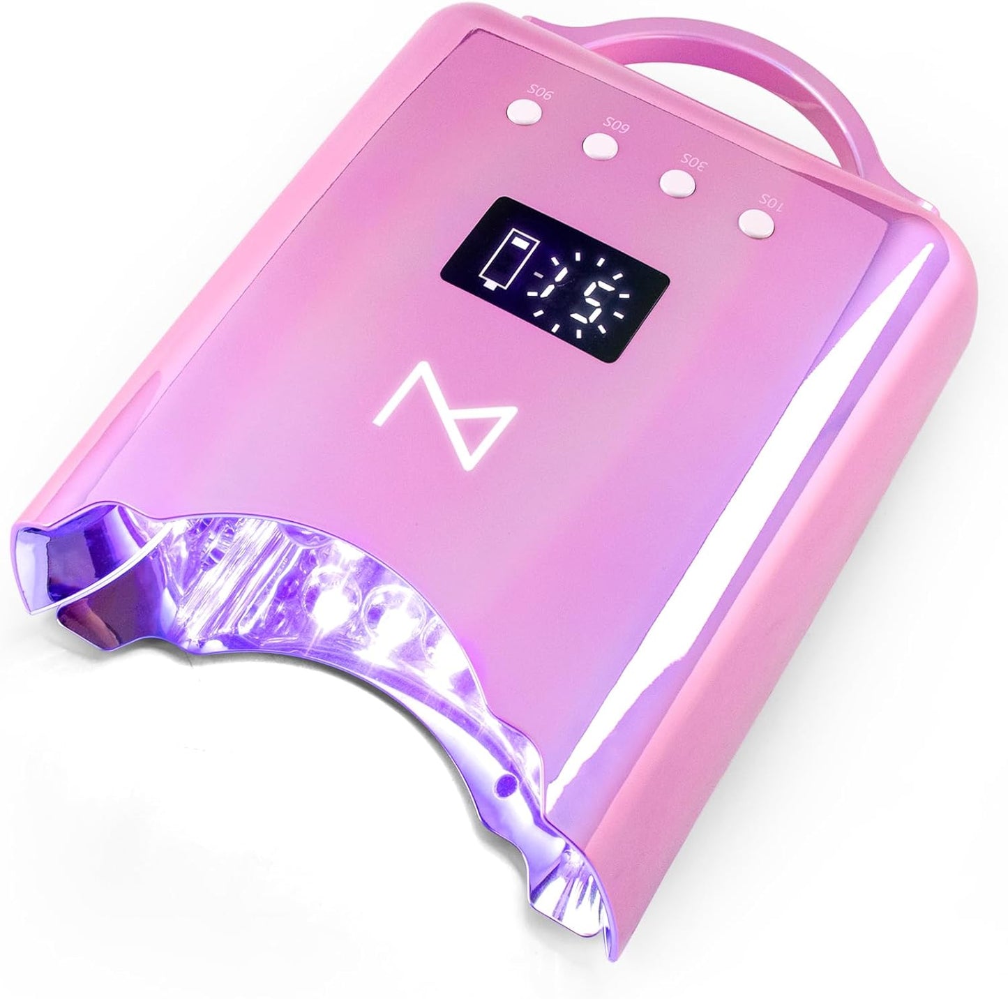 M - NEO Cordless & Rechargeable Nail Curing Lamp 78W with 4 LCD Time Display Timer, Auto Sensor, and Spacious Interior for All Hand Sizes and Nail Lengths (Unicorn Pink)
