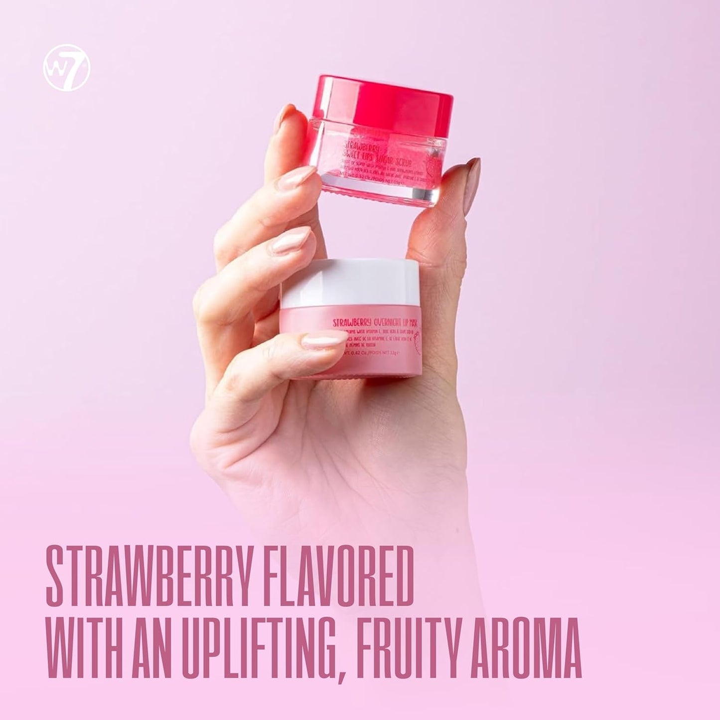 W7 Sweet Dreams Lip Scrub & Overnight Lip Mask Duo - 2 Piece Gift Set - Strawberry Flavour - Exfoliate, Condition, Soothe & Hydrate