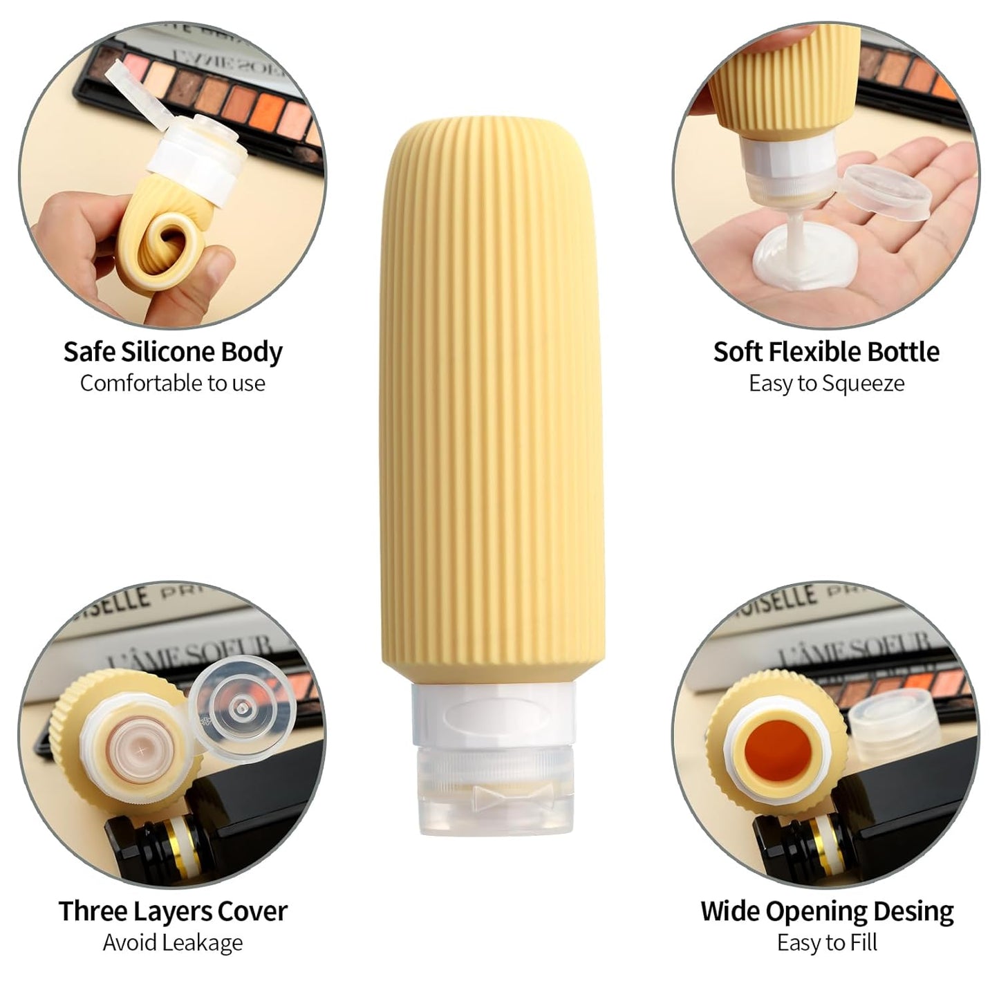 16 Pack Travel Bottles for Toiletries, Large 6oz Silicone Travel Containers jar for Toiletries, Leak Proof Refillable Liquid Shampoo And Conditioner Travel Essentials toiletry Bottles