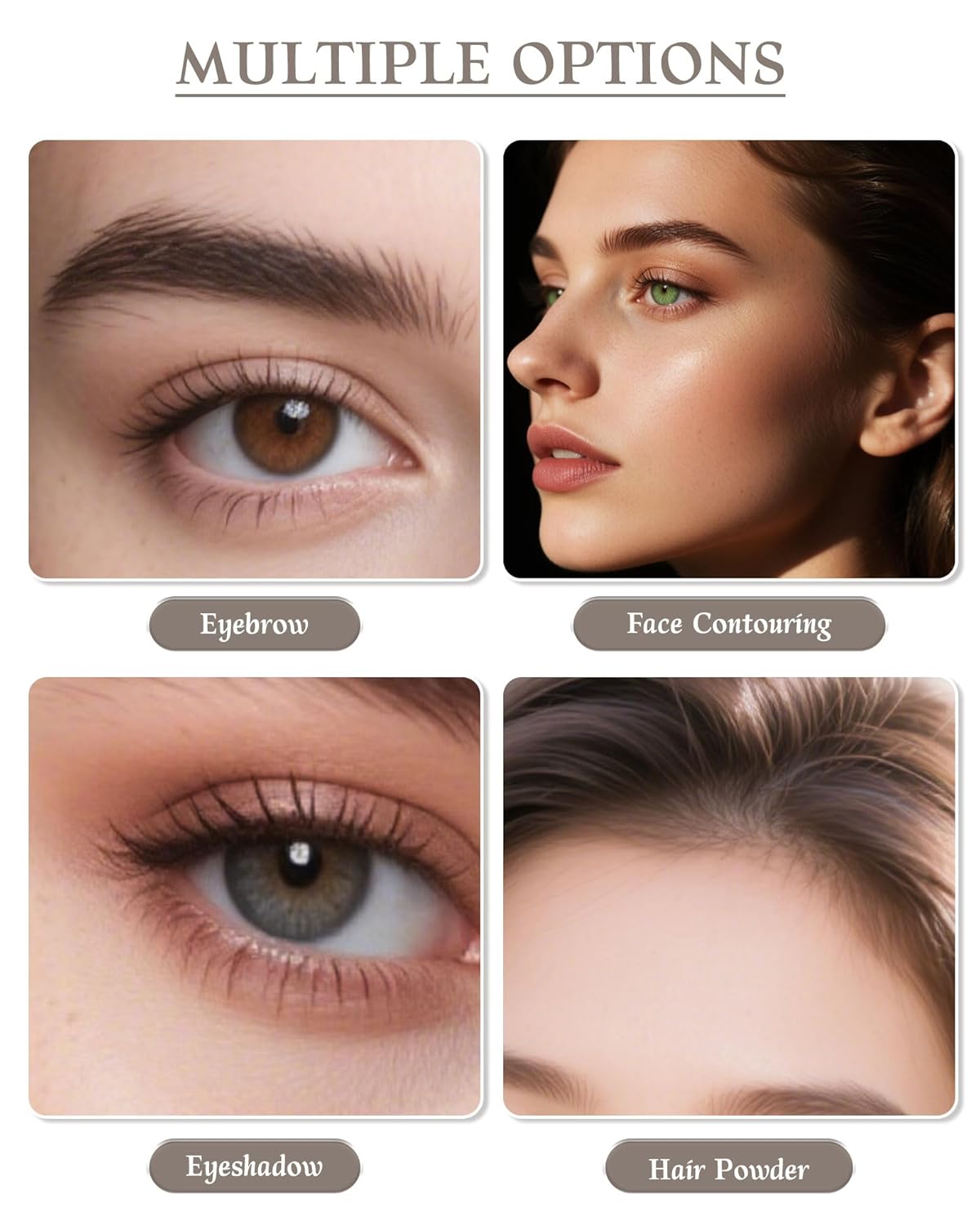 Waterproof Eyebrow Powder Kit - 3 Colors Long-Lasting Brow Powder Palette with Brush Razor & Stencil, Natural Tinting Powder for Women Sparse Brows | #02 Medium Brown, Grey, Black