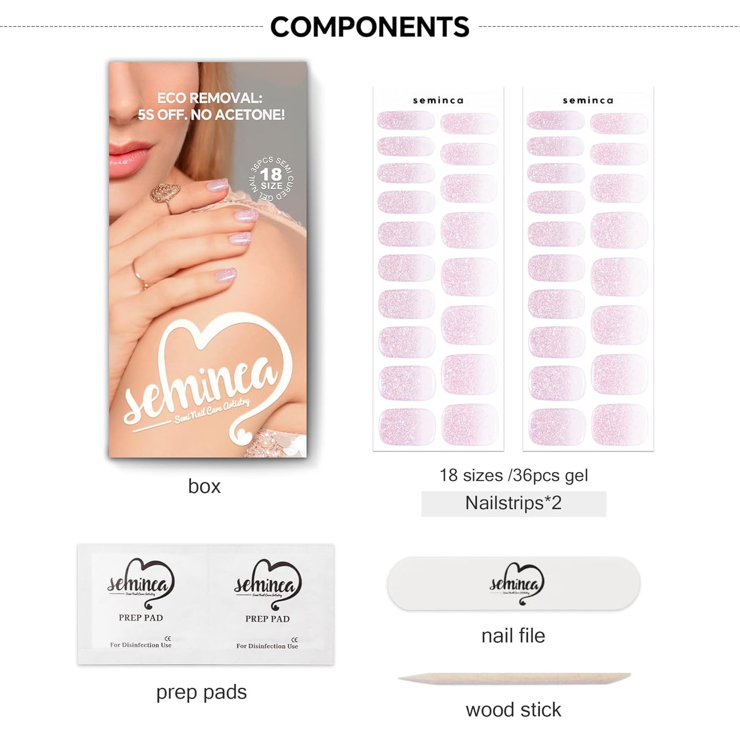 Semi Cured Gel Nail Strips-Fall winter nail stickers matte finish cozy season colors sweater weather designs for autumn and holiday parties,Works with Any UV/LED Lamps(Pink Mermaid)