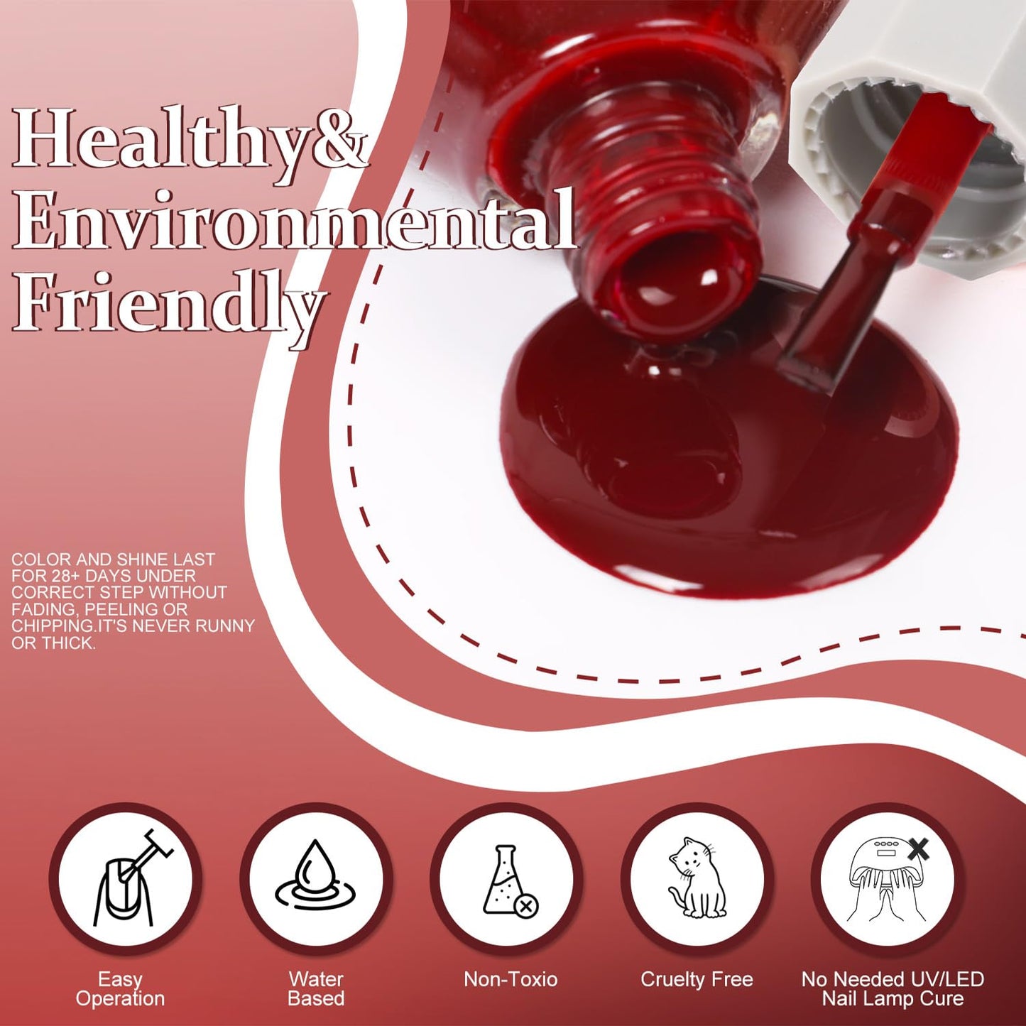 Major Dijit Quick Dry Nail Polish 12ml/0.41fl oz Cherry Regular Nail Lacquer Fast Drying & Long Lasting Nail Polish Nail Art Effect for Nail Salon