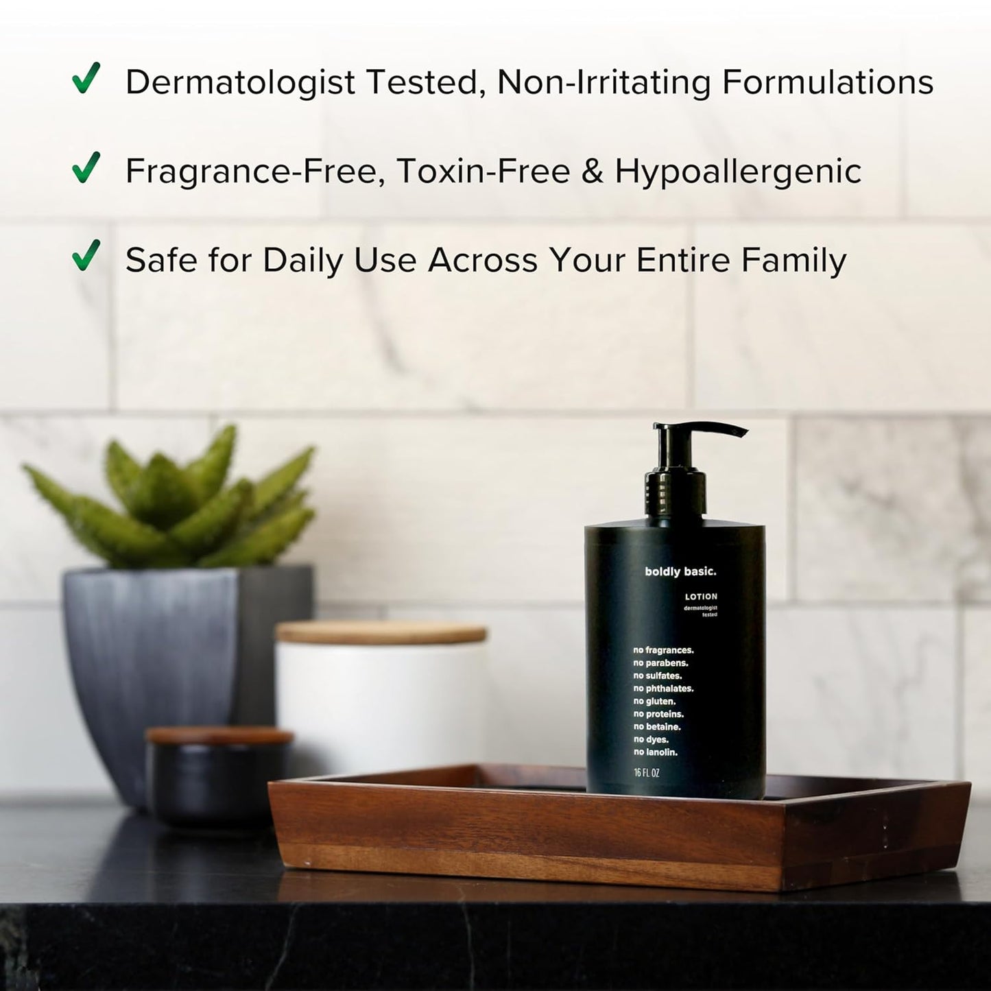 Fragrance Free Lotion - Moisturizer for Dry and Sensitive Skin - Non Greasy - Unscented - Dermatologist Tested - No Sulfates, Parabens or Gluten - Hypoallergenic & Moisturizing