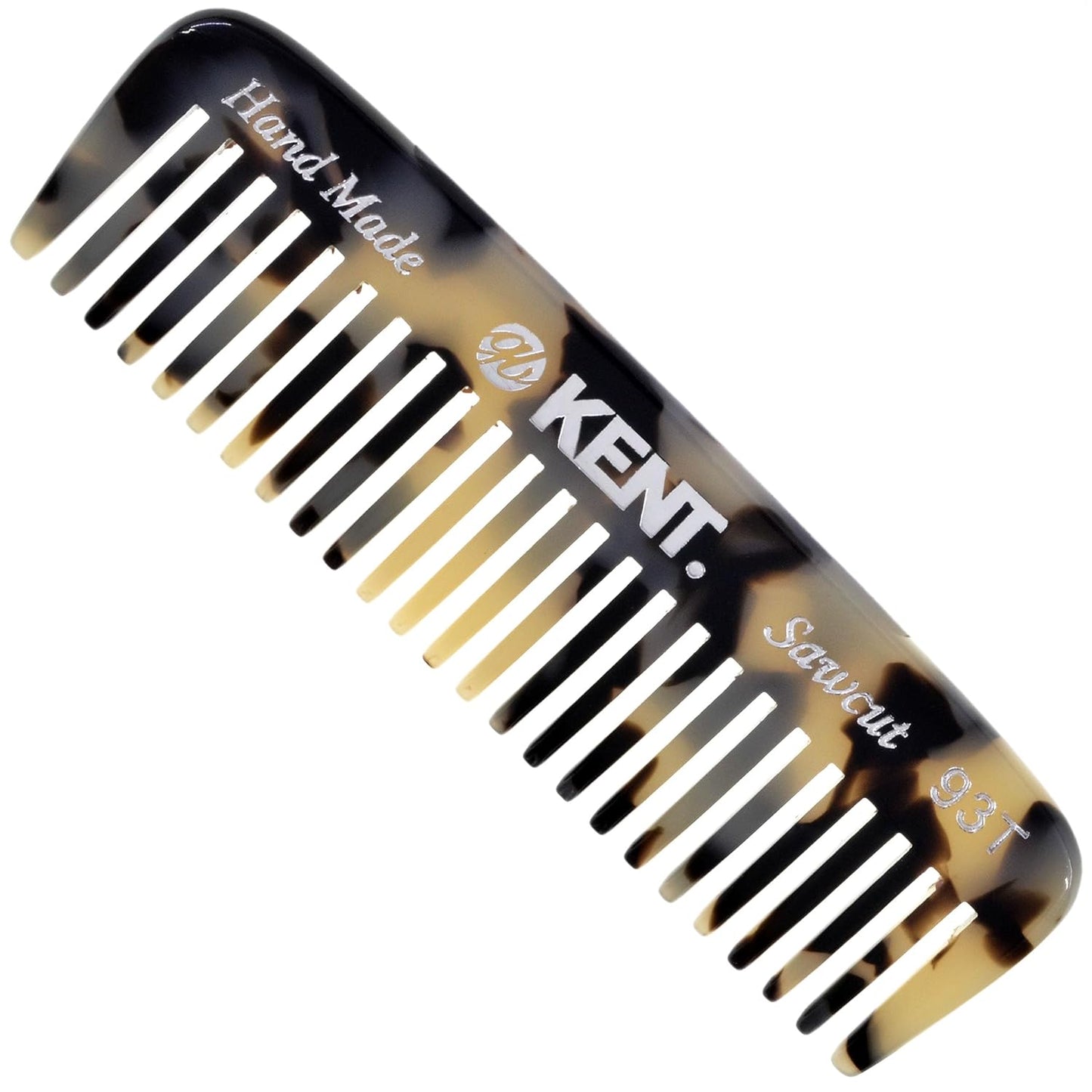 Kent 93T White Tokyo Wide Tooth Small Comb for Men's Mustache and Beard Grooming, Pocket Sized Detangler Travel Comb, Saw-Cut and Polished, Handmade in England