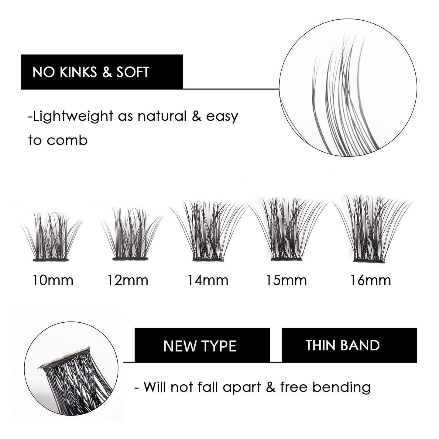 Cluster Lashes 72 Individual Lashes Clusters Eyelash Extensions False Eyelashes DIY Lash Extension Kit Reusable False Eyelashes Natural Look Mix 10-16mm C D Curl-DM06