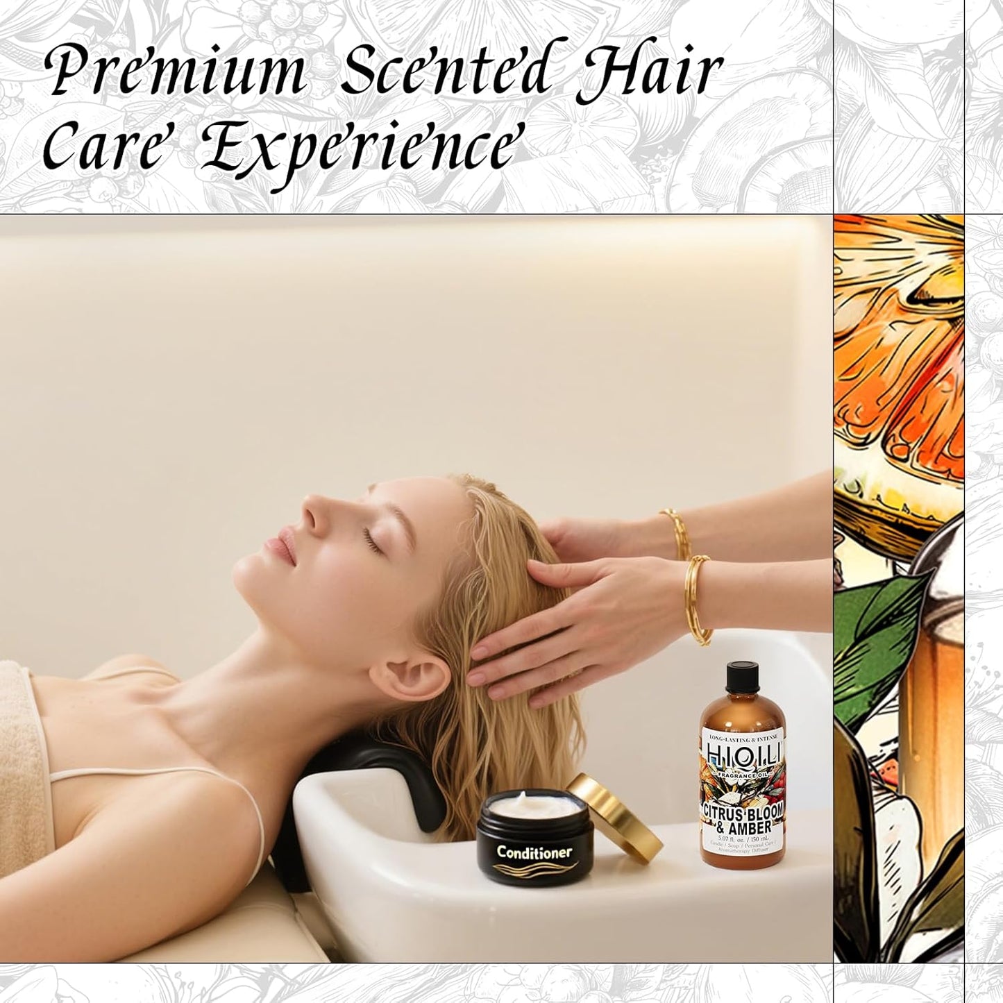 HIQILI Citrus Bloom & Amber Fragrance Oil for Candle, Soap Making, Floral Scent, Essential Oil Diffuser Use, Hair Care - 5.07 Fl Oz