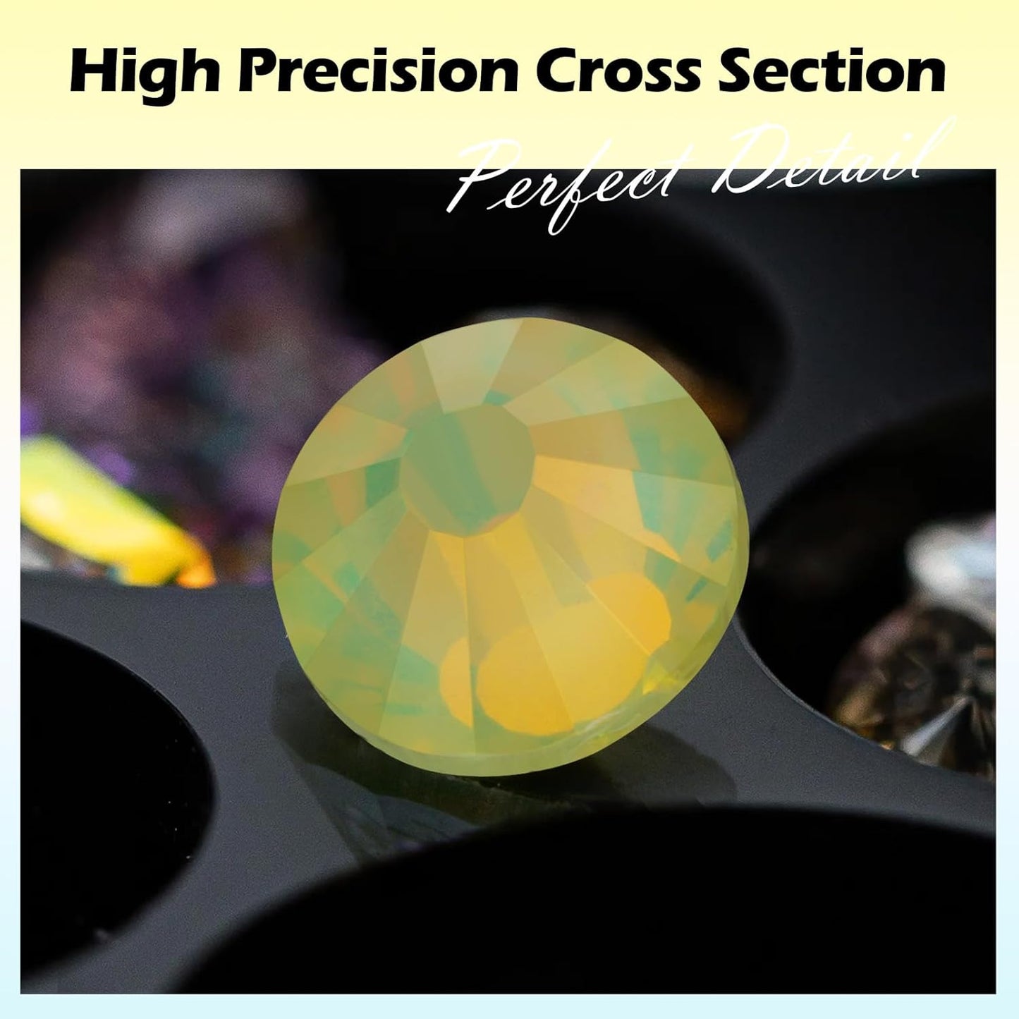 F Yellow Flatback Rhinestones, Glass Rhinestones for Nail Art and Craft, Glue Fix, Loose Crystal Gemstones(F Yellow, SS12, 1440pcs, 2.9-3.0mm)