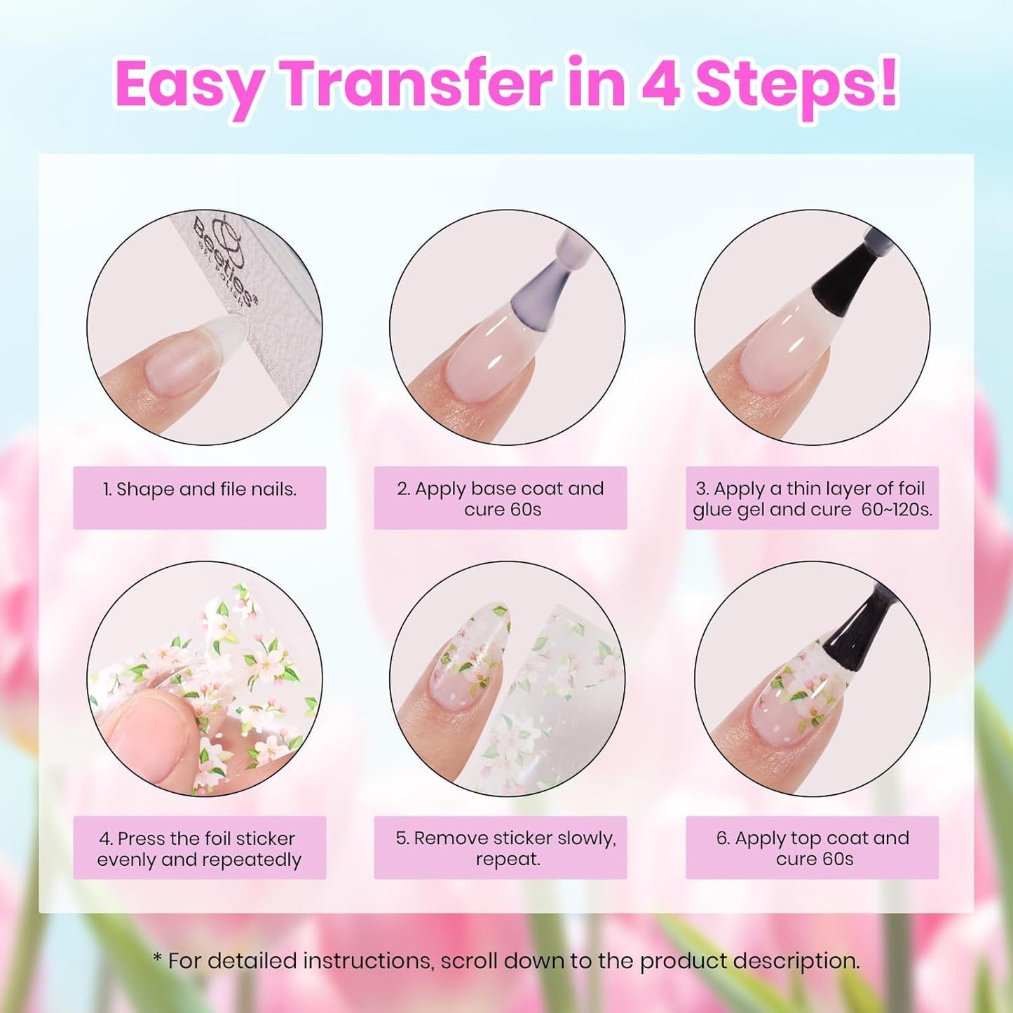 Beetles Gel Polish Kit, 36 colors Neon Gel Polish Blue Green Glitter Nail Polish with Nail Art Foil Glue Base Coat Glossy Top Coat Impressionist Garden DIY Salon Nail Manicure Kit Gifts