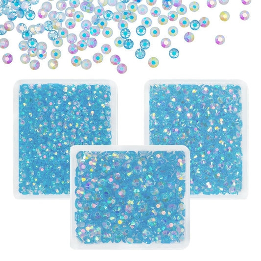 Light Blue AB Resin Rhinestones for Bedazzling Crafting 3mm 4mm 5mm Baby Blue Flatback Jelly Stones SS10 SS16 SS20 Diamonds Gems Charms for Nails Face Eyes Makeup Tumblers Bottles Crafts Shoes