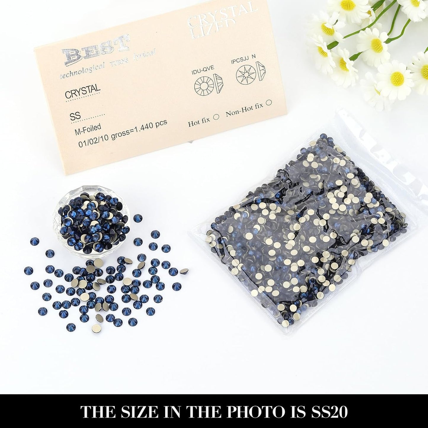 Novani Montana Rhinestones 1440pcs Flat Back Round Rhinestone Style 2088 Sparkly Crystal Gemstones for Nail Art and Crafting SS20,4.6-4.8mm