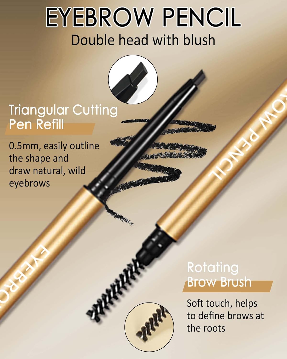 Eyebrow Pencil, 12Pcs Light Brown Ultra-Fine Retractable Eye Brow Pencil,Long-Lasting Waterproof Eyebrow Tint Pen Kit for Define Shape and Fill Brow,Thanksgiving Eye Makeup Gift Set for Women Girl-02