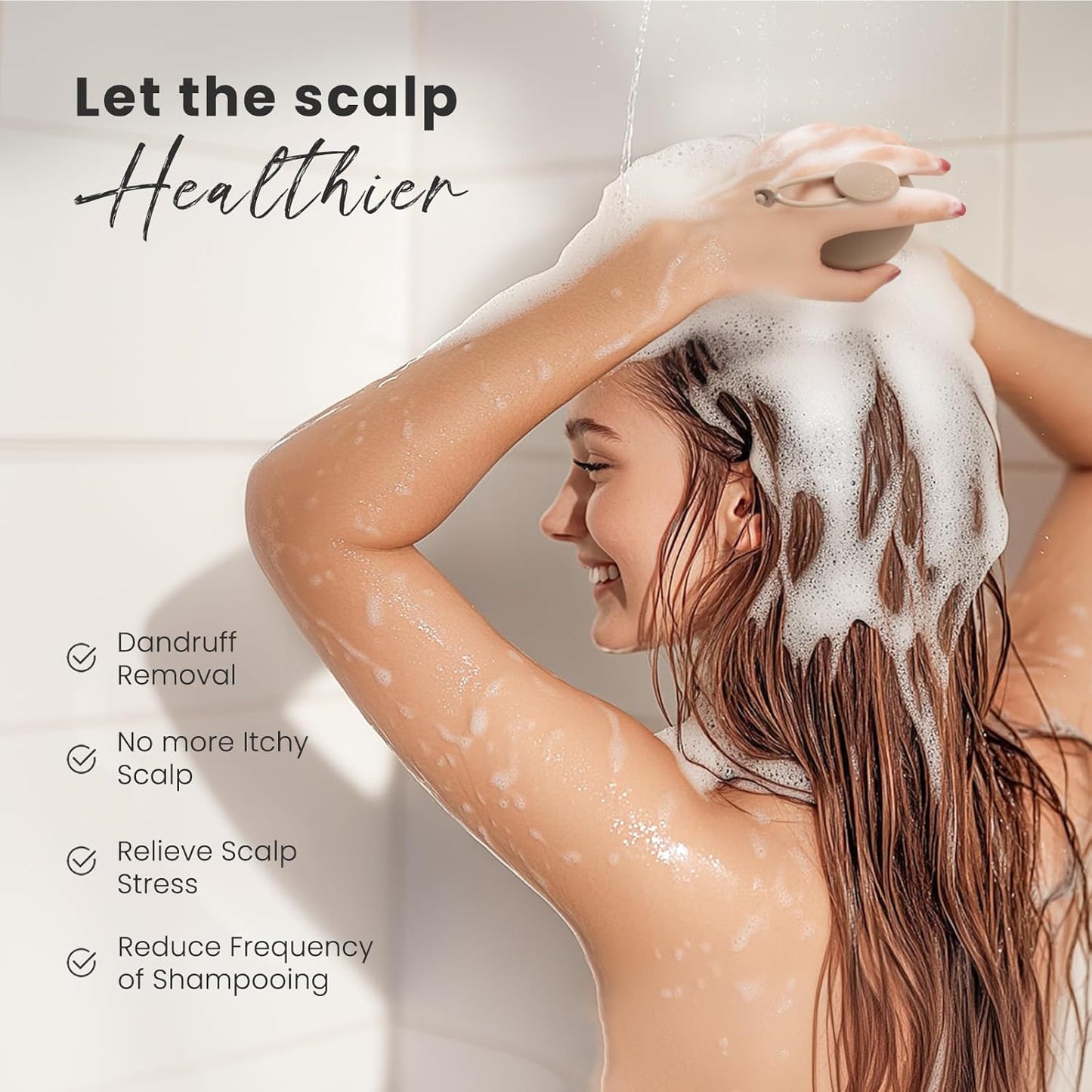 AIMIKE Scalp Massager Shampoo Brush, Soft Silicone Hair Scrubber for Washing Hair, Dandruff Removal & Scalp Scrubber Hair Growth Stimulator, Scalp Brush/Exfoliator Brush On Dry & Wet Scalp